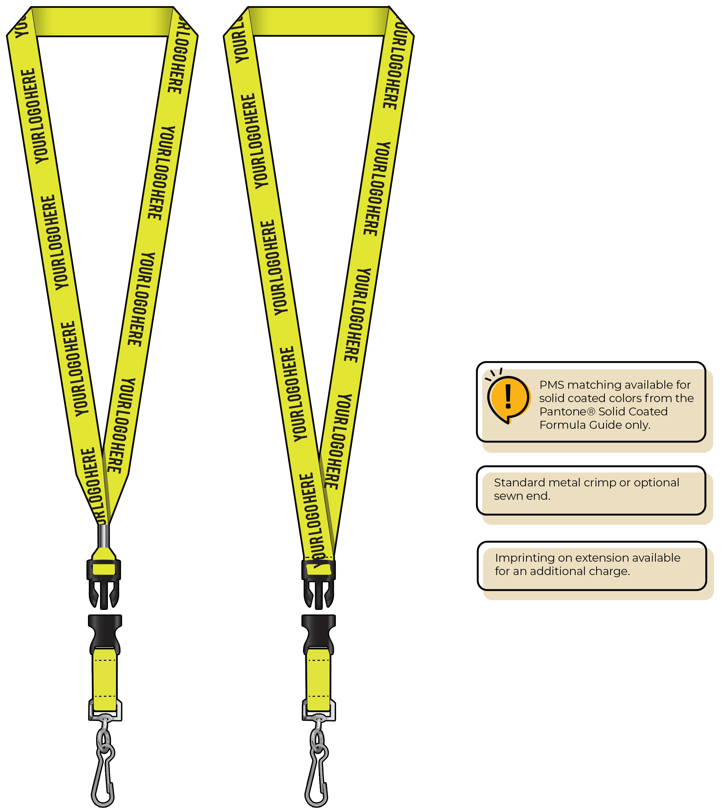 BHN013 | 3/4" Neon MicroWeave Silkscreen Lanyards :: DETACH BUCKLE WITH EXTENSION