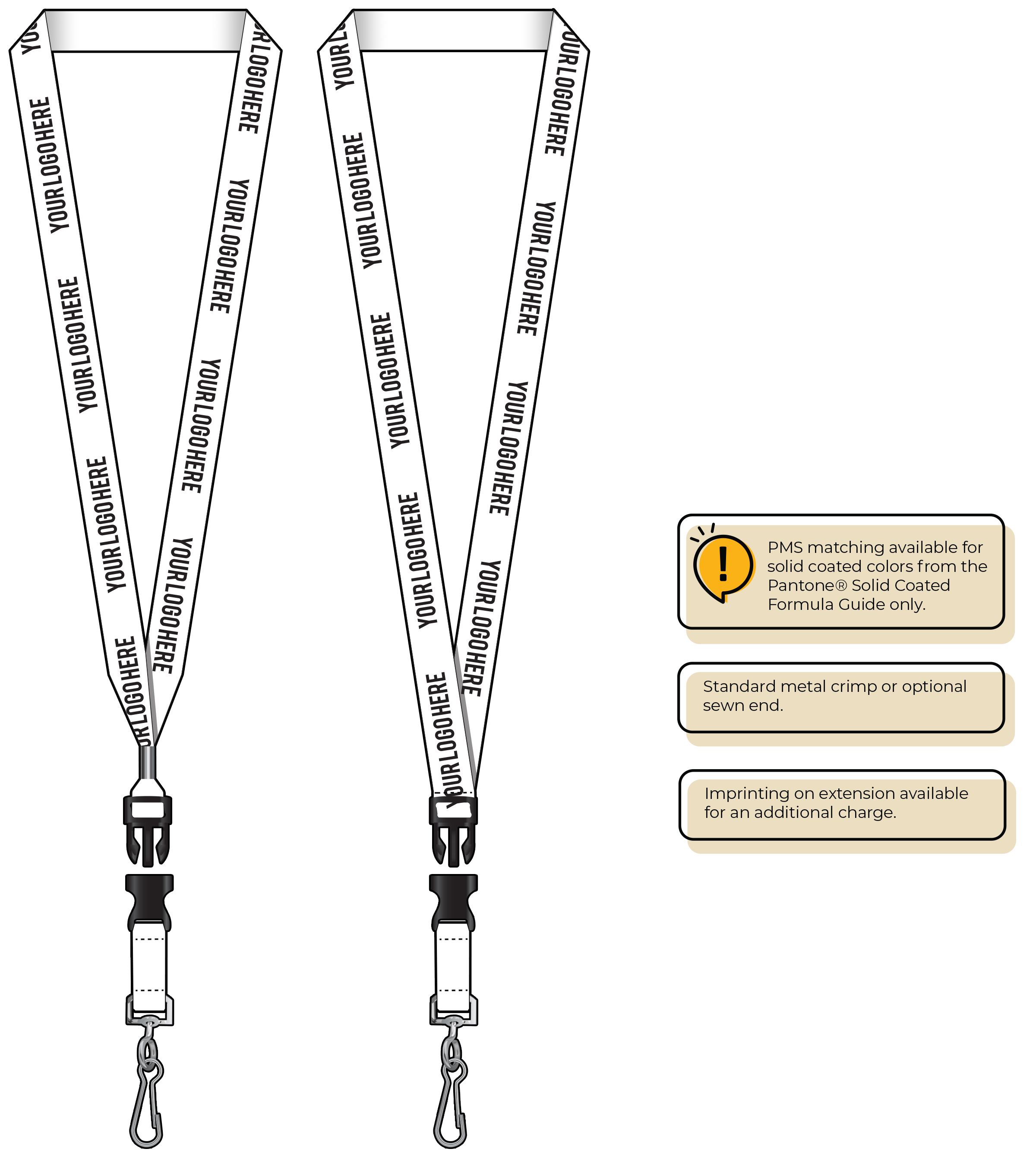 BH0013 | 3/4" MicroWeave Silkscreen Lanyards :: DETACH BUCKLE WITH EXTENSION