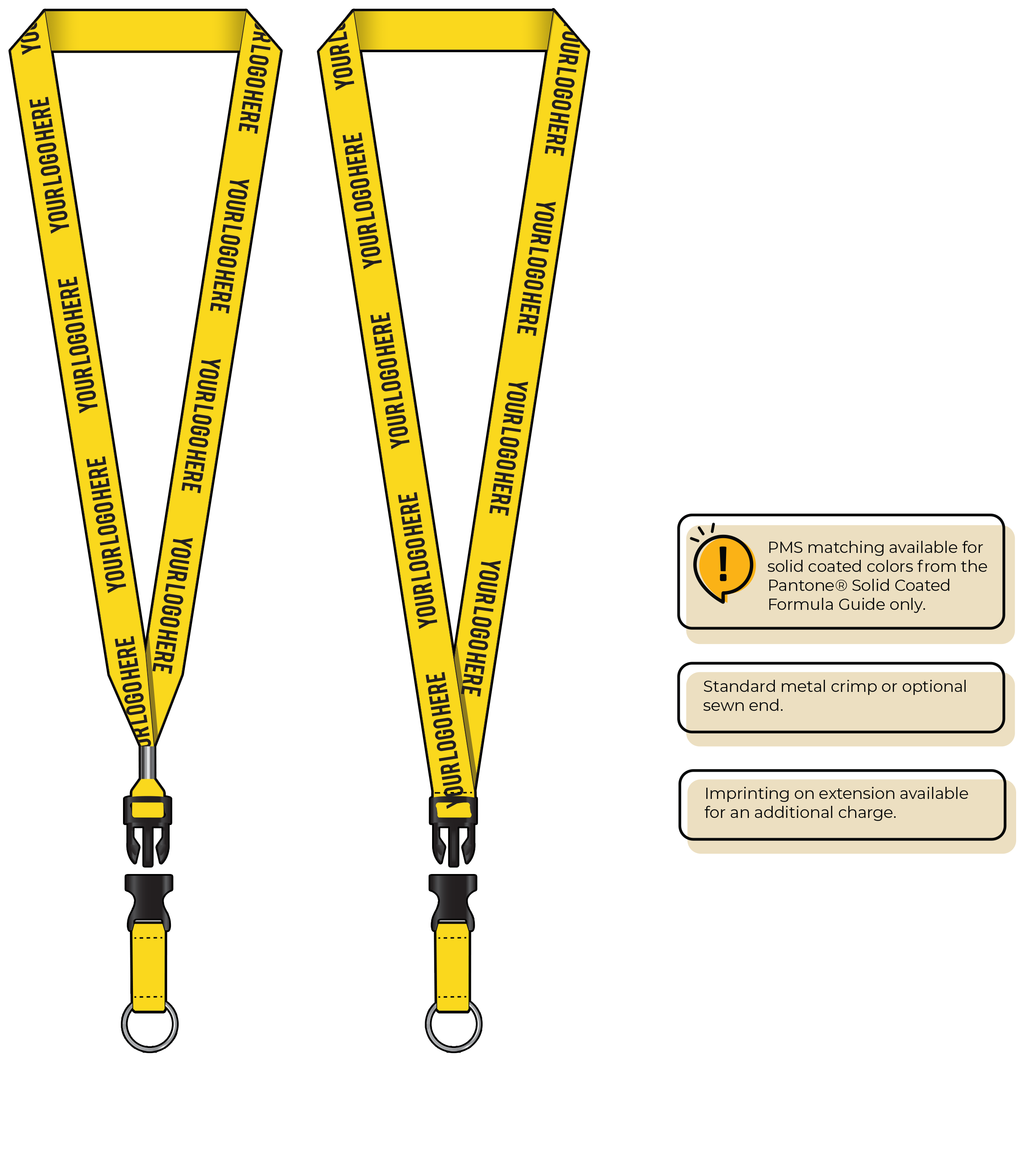 BH0013 | 3/4" MicroWeave Silkscreen Lanyards :: DETACH BUCKLE WITH EXTENSION