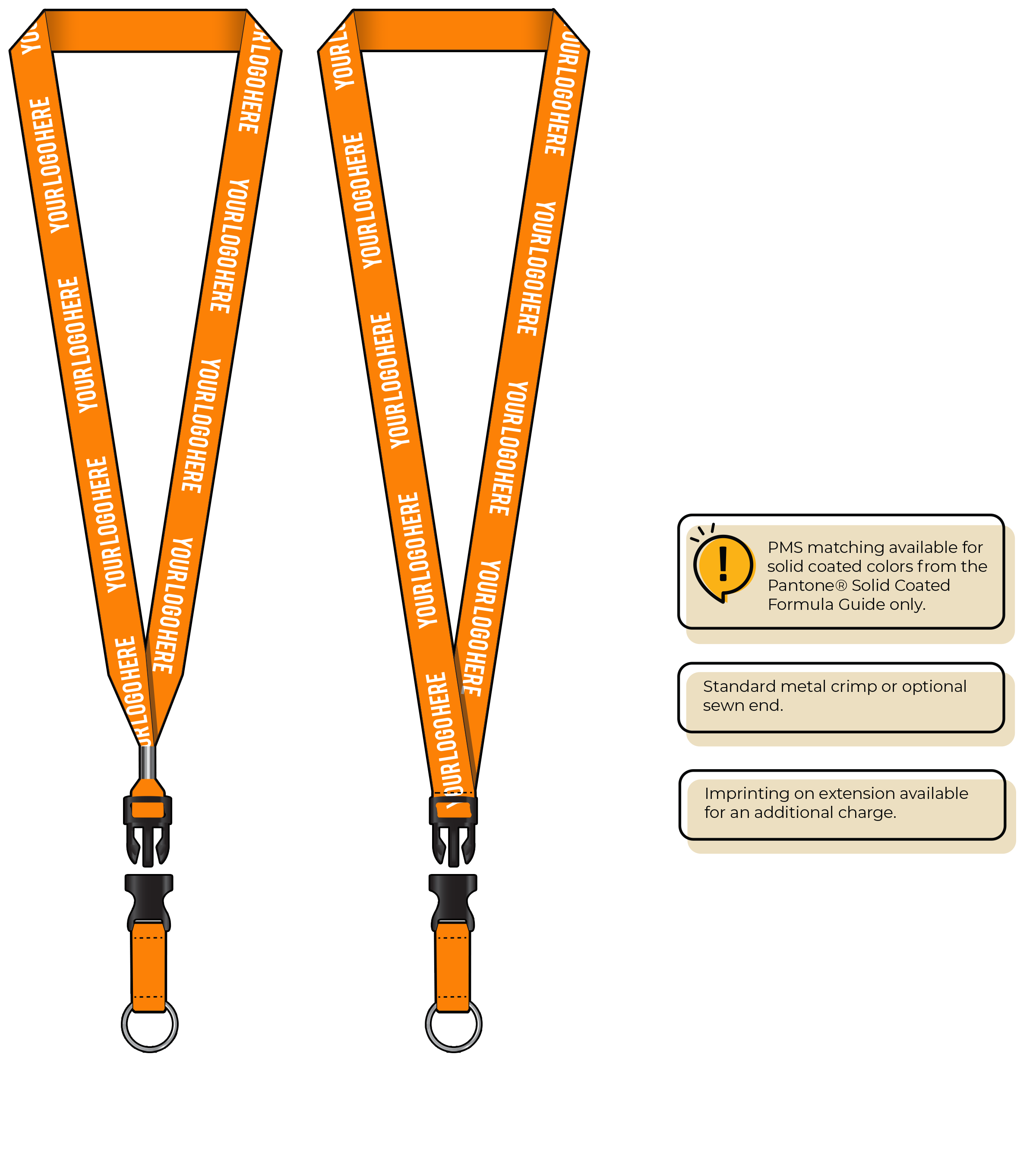 BH0013 | 3/4" MicroWeave Silkscreen Lanyards :: DETACH BUCKLE WITH EXTENSION