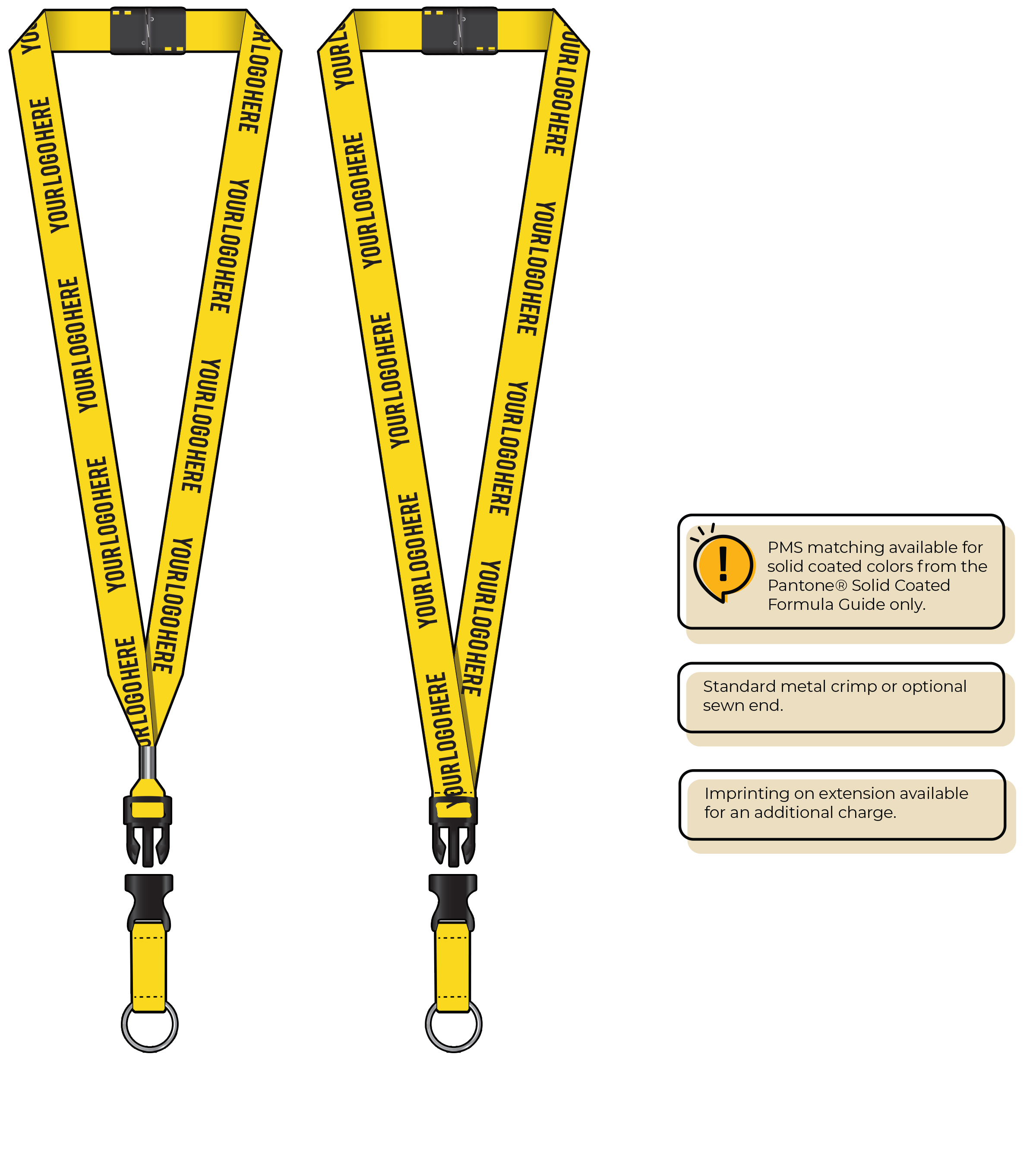 BH0013 | 3/4" MicroWeave Silkscreen Lanyards :: DETACH BUCKLE WITH EXTENSION
