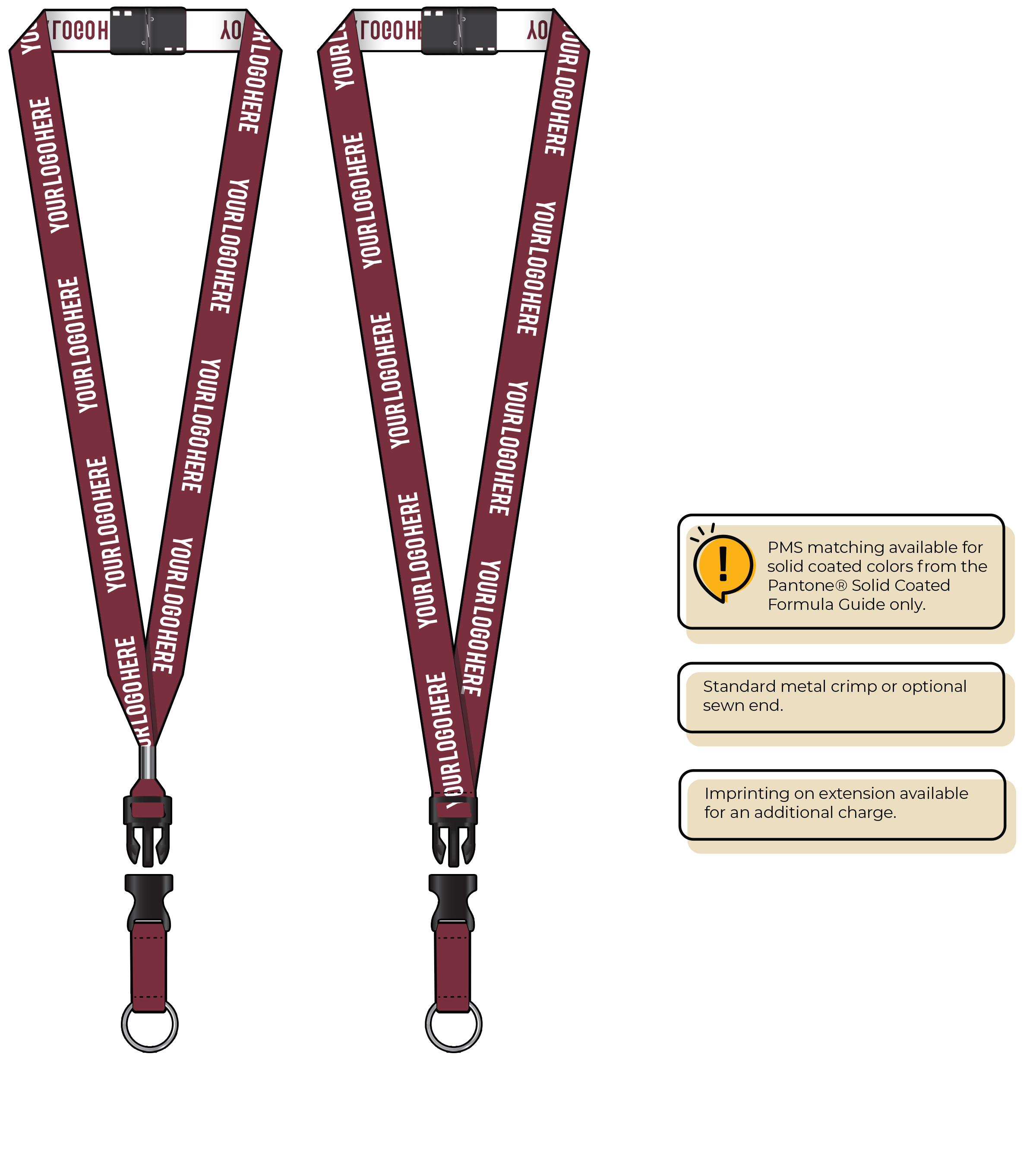 BH0023 | 3/4" Woven Lanyards :: DETACH BUCKLE WITH EXTENSION