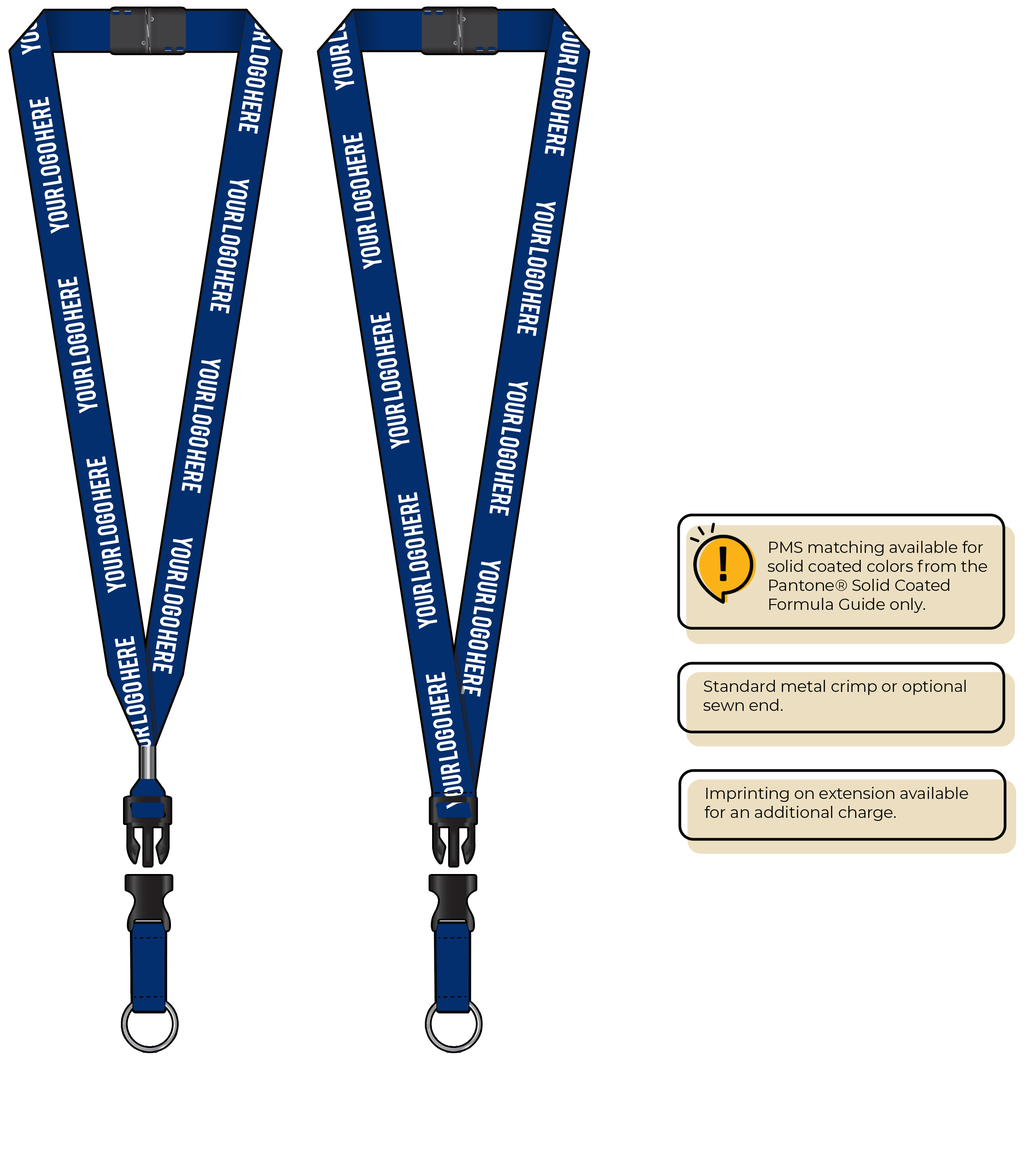 BH0013 | 3/4" MicroWeave Silkscreen Lanyards :: DETACH BUCKLE WITH EXTENSION