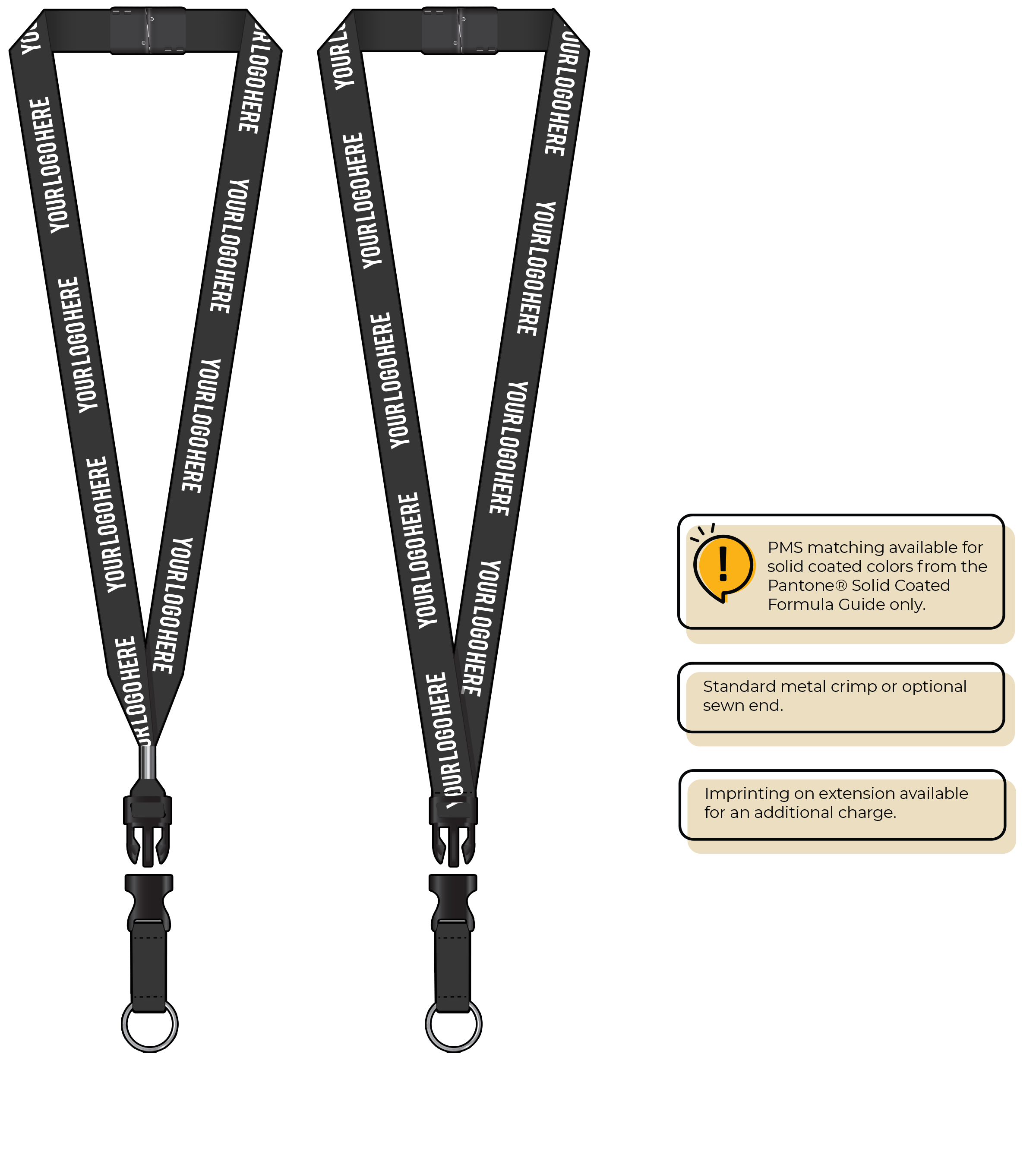 BH0013 | 3/4" MicroWeave Silkscreen Lanyards :: DETACH BUCKLE WITH EXTENSION