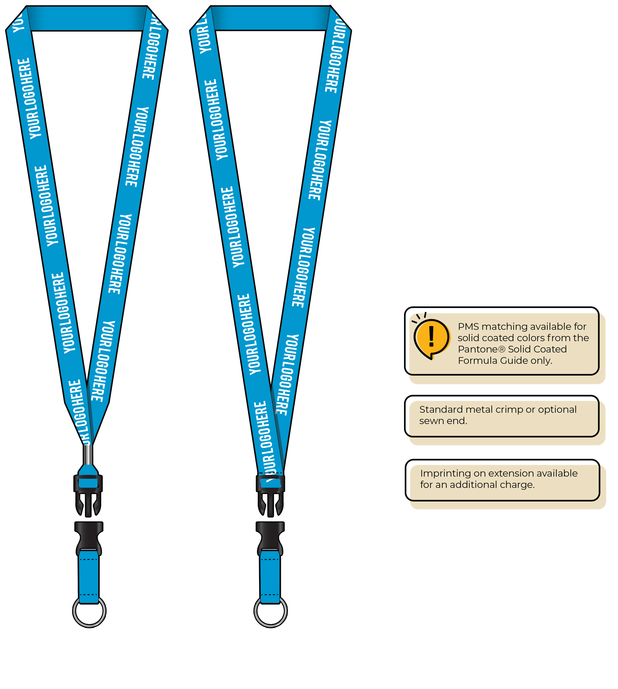 BHN013 | 3/4" Neon MicroWeave Silkscreen Lanyards :: DETACH BUCKLE WITH EXTENSION
