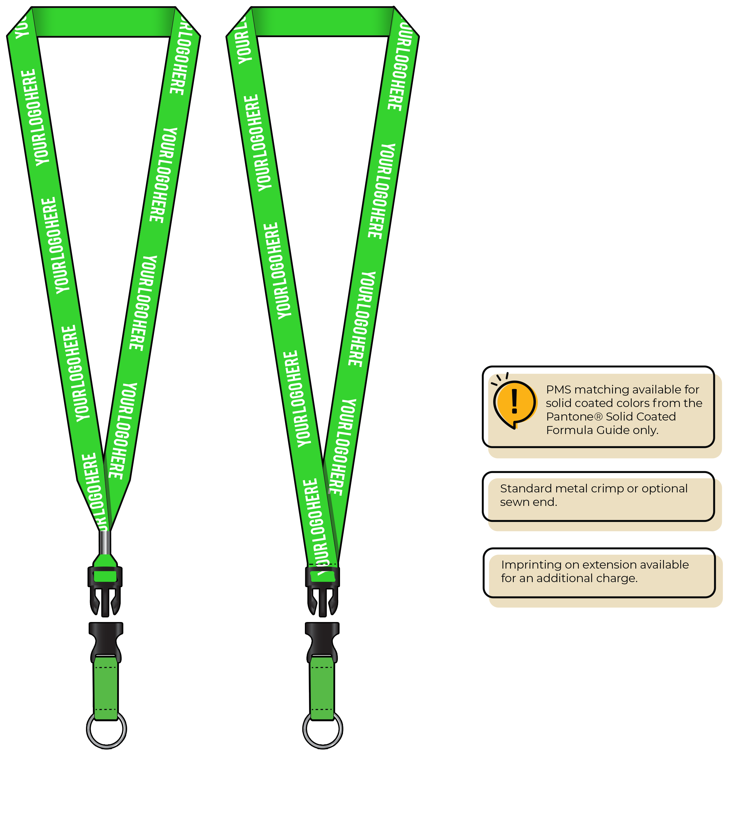 BHN013 | 3/4" Neon MicroWeave Silkscreen Lanyards :: DETACH BUCKLE WITH EXTENSION