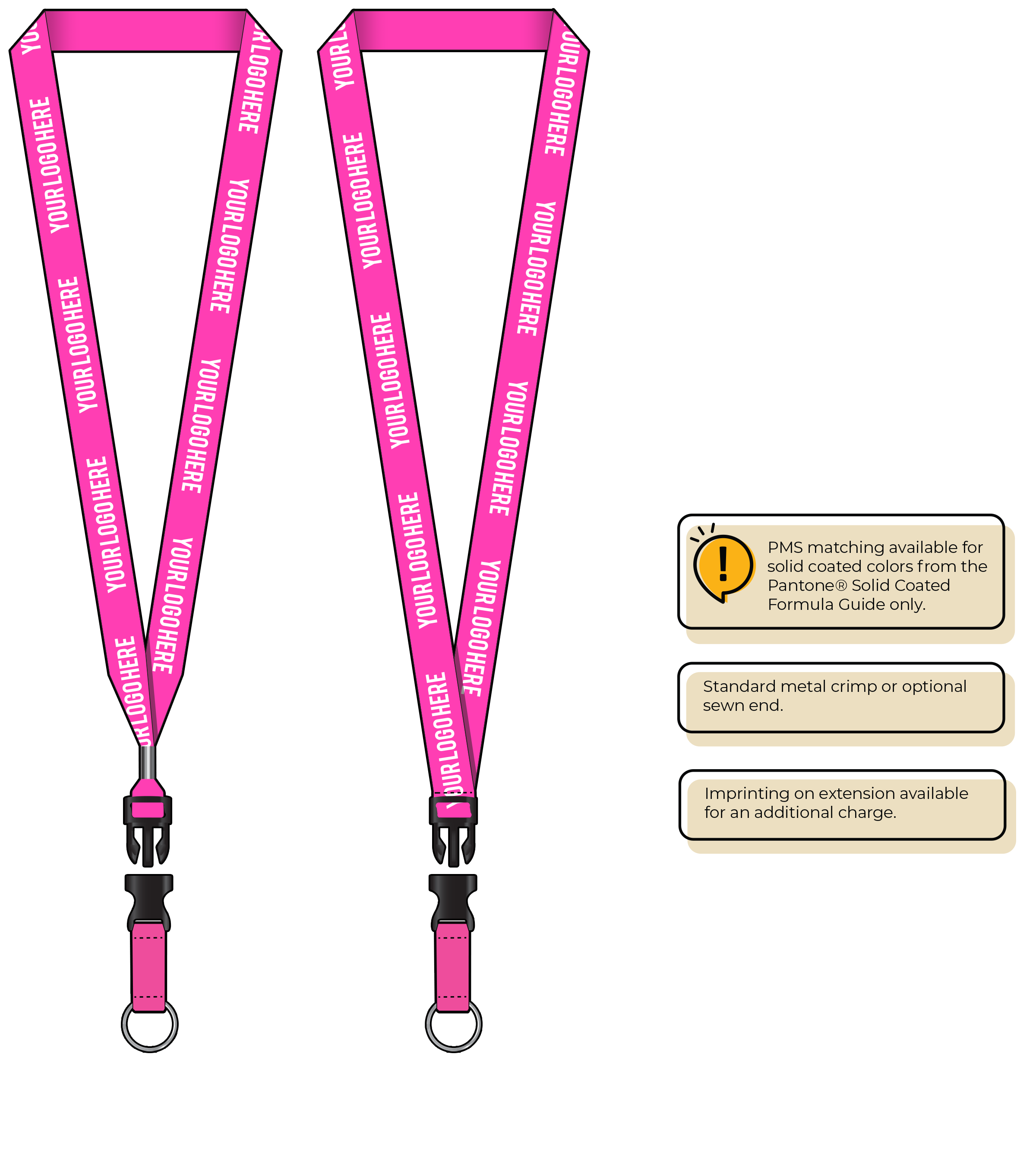 BHN013 | 3/4" Neon MicroWeave Silkscreen Lanyards :: DETACH BUCKLE WITH EXTENSION