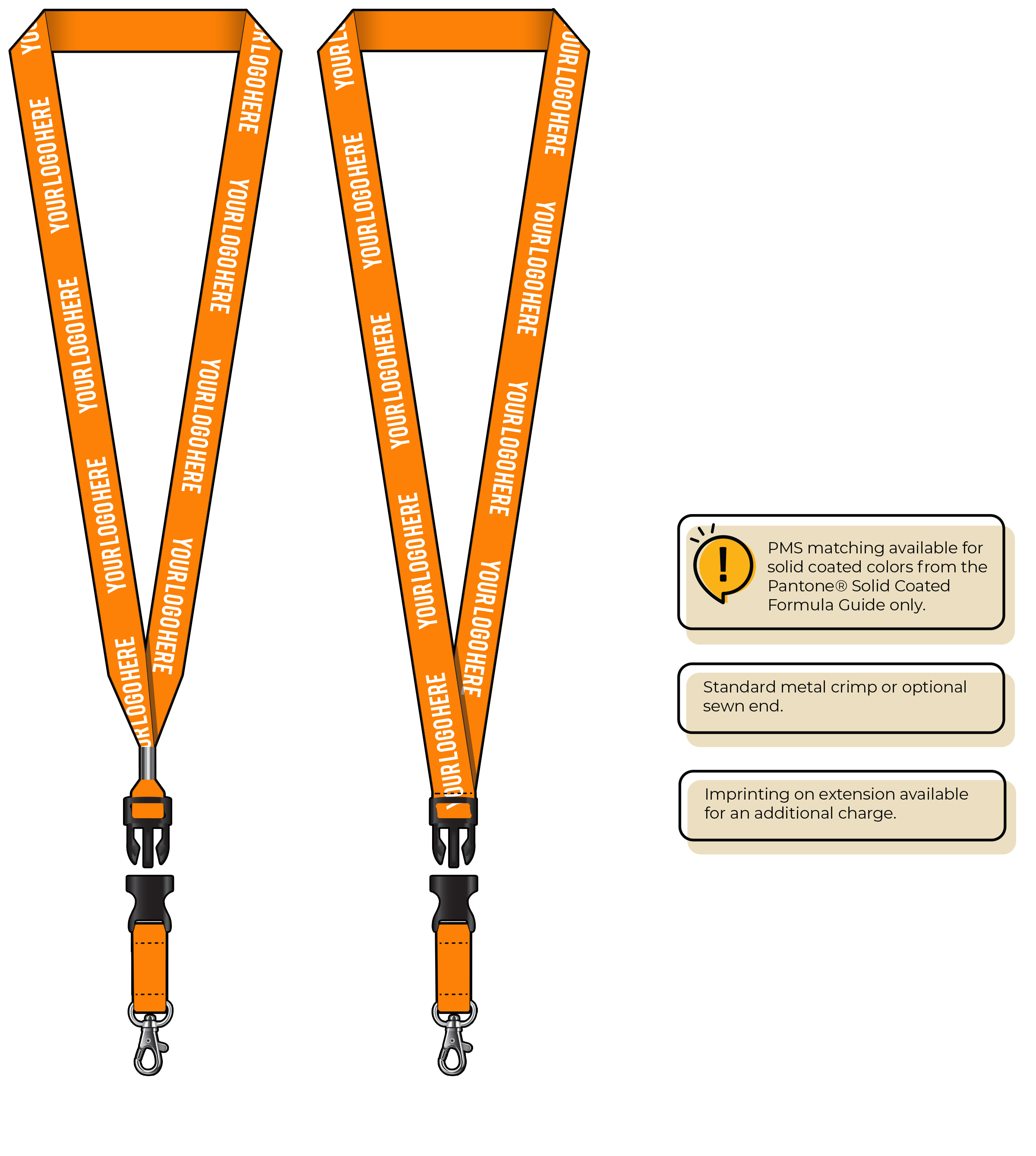 BH0013 | 3/4" MicroWeave Silkscreen Lanyards :: DETACH BUCKLE WITH EXTENSION
