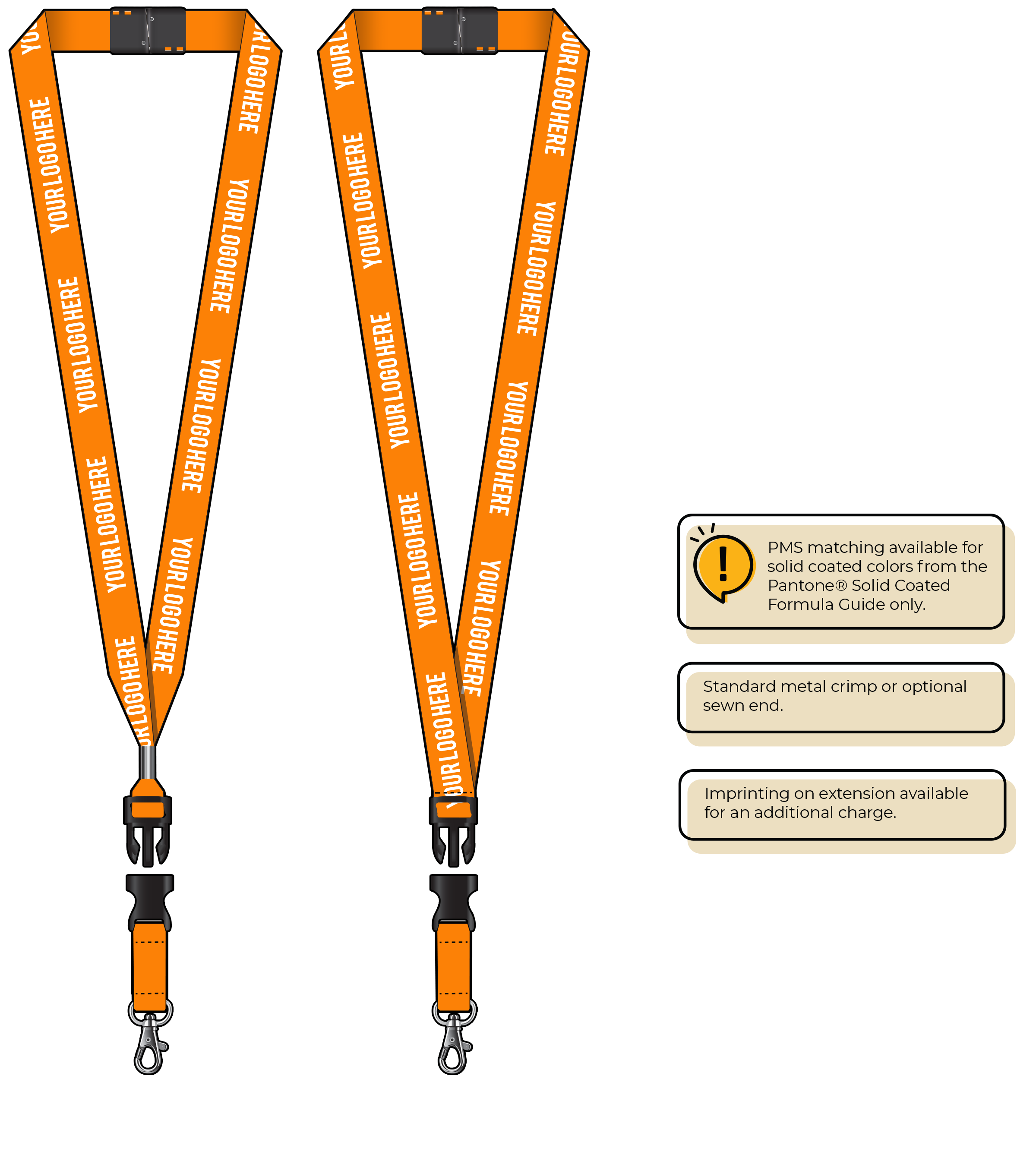 BH0013 | 3/4" MicroWeave Silkscreen Lanyards :: DETACH BUCKLE WITH EXTENSION