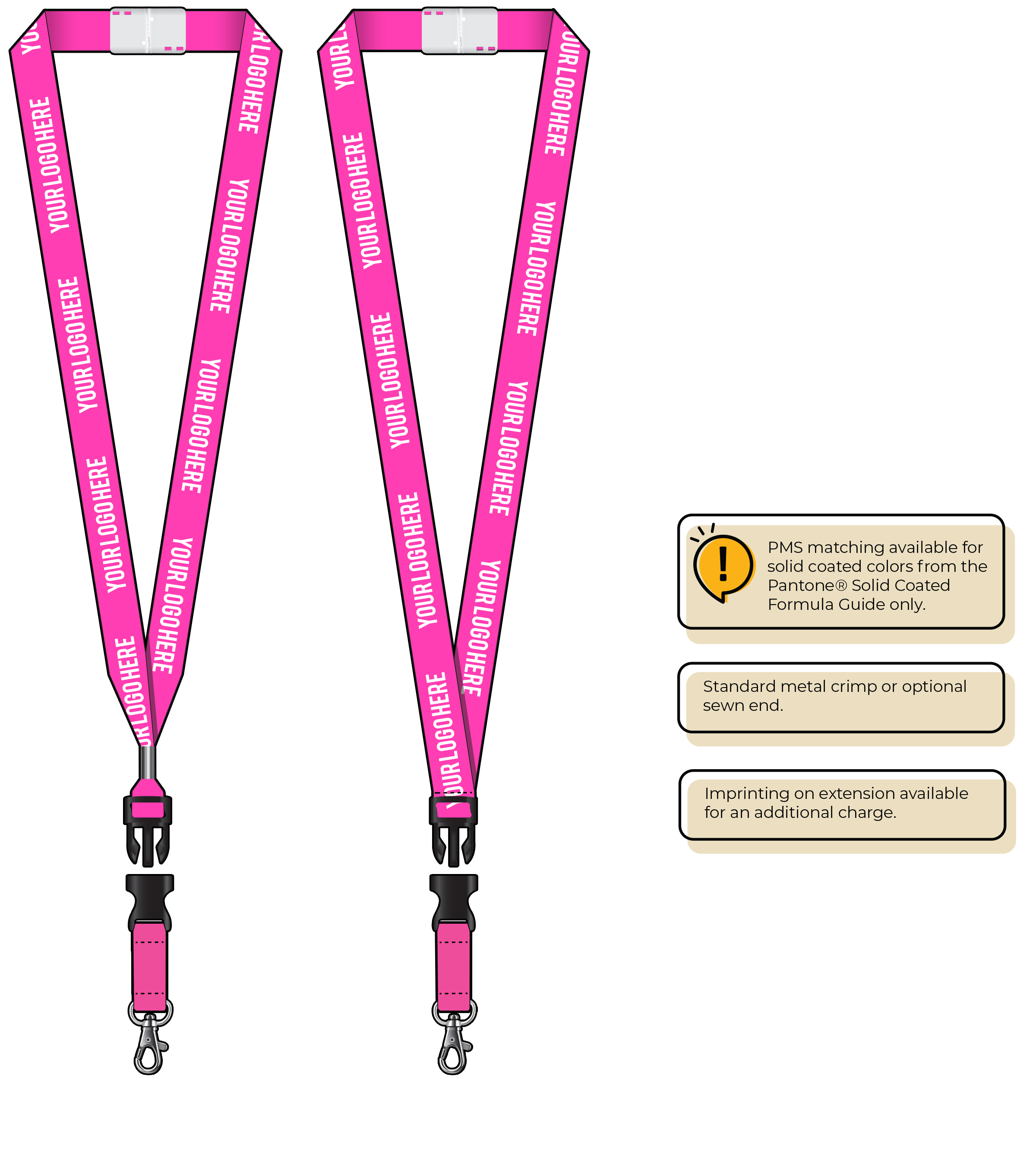 BHN013 | 3/4" Neon MicroWeave Silkscreen Lanyards :: DETACH BUCKLE WITH EXTENSION