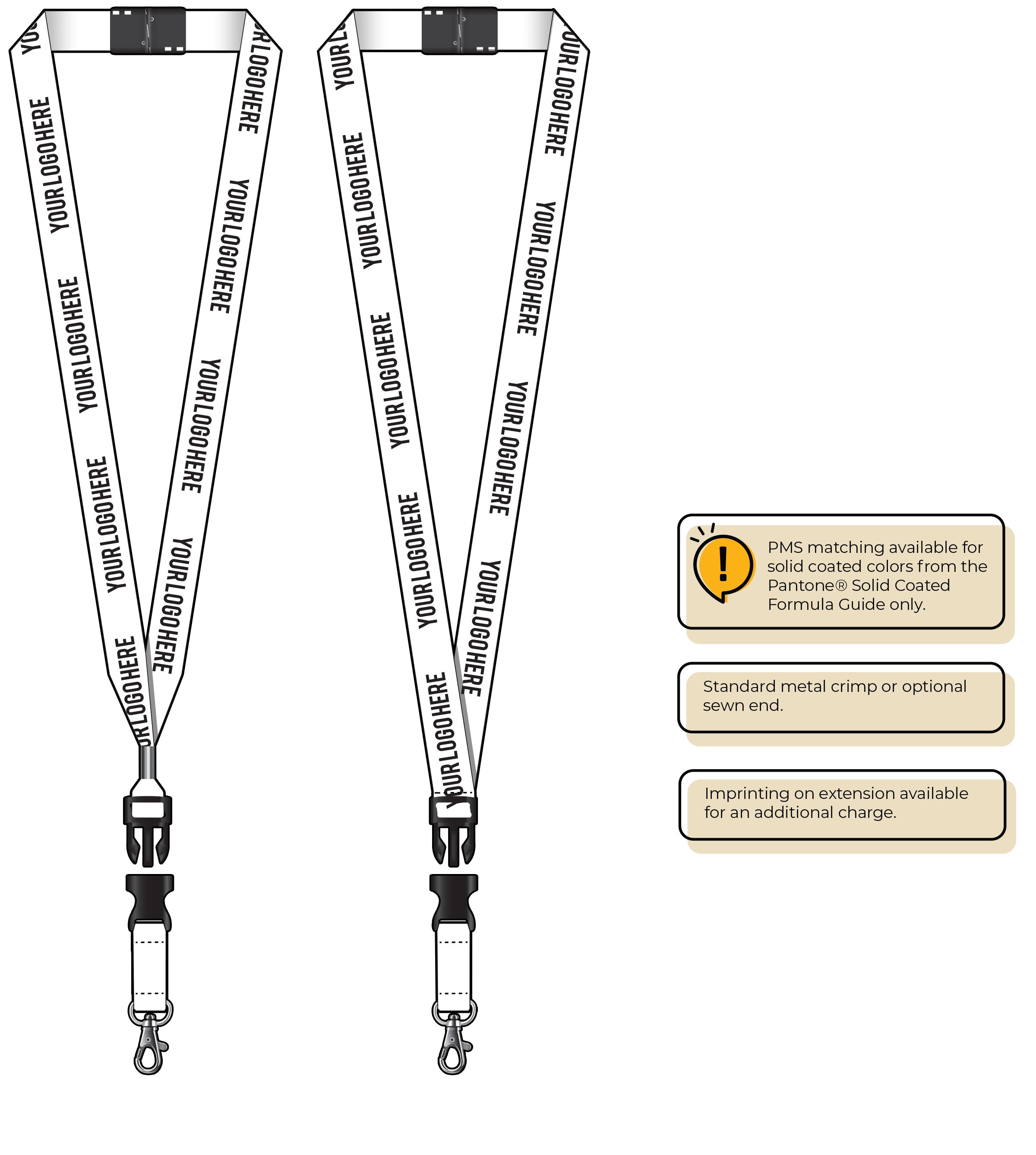 BH0013 | 3/4" MicroWeave Silkscreen Lanyards :: DETACH BUCKLE WITH EXTENSION