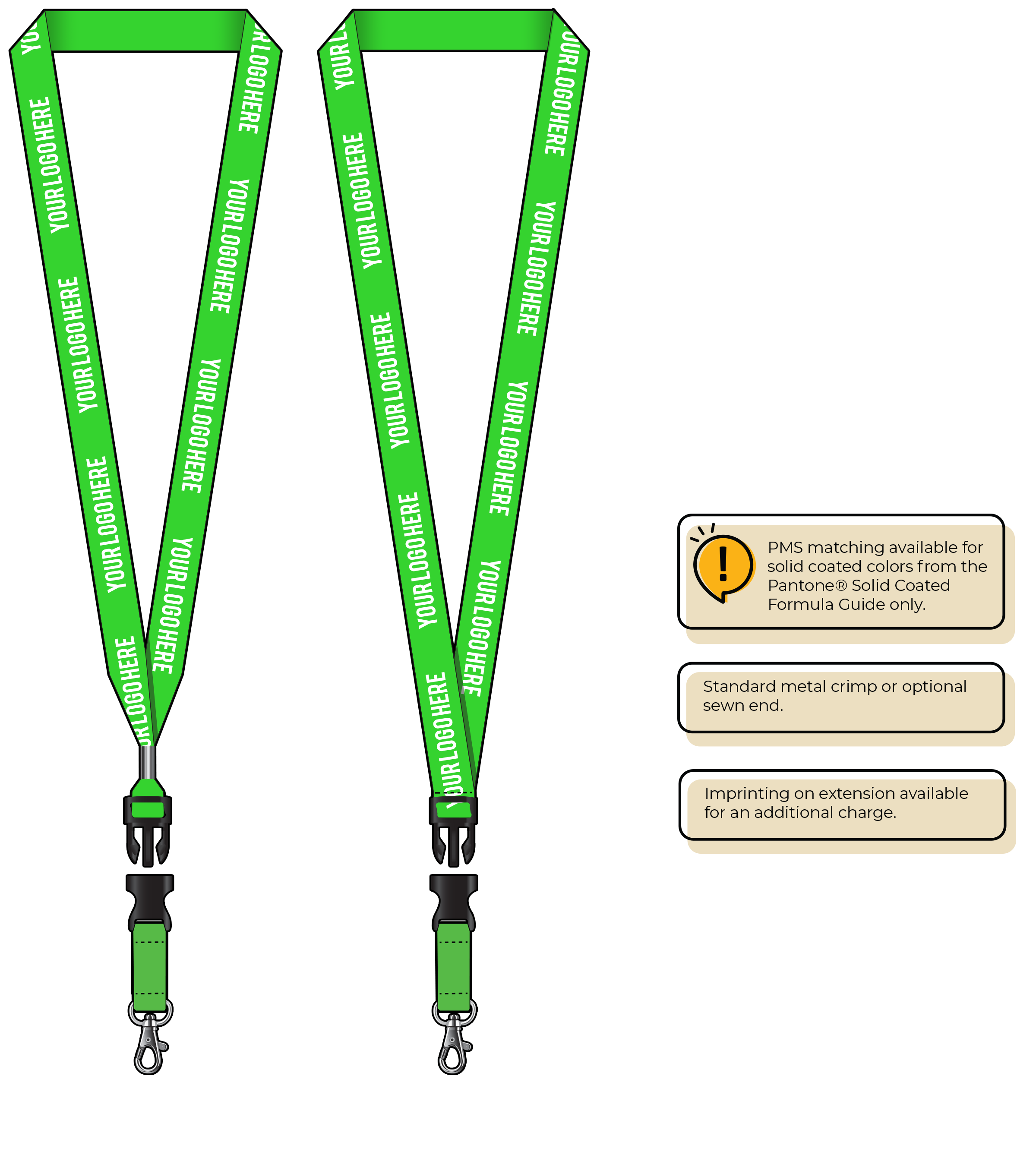 BHN013 | 3/4" Neon MicroWeave Silkscreen Lanyards :: DETACH BUCKLE WITH EXTENSION