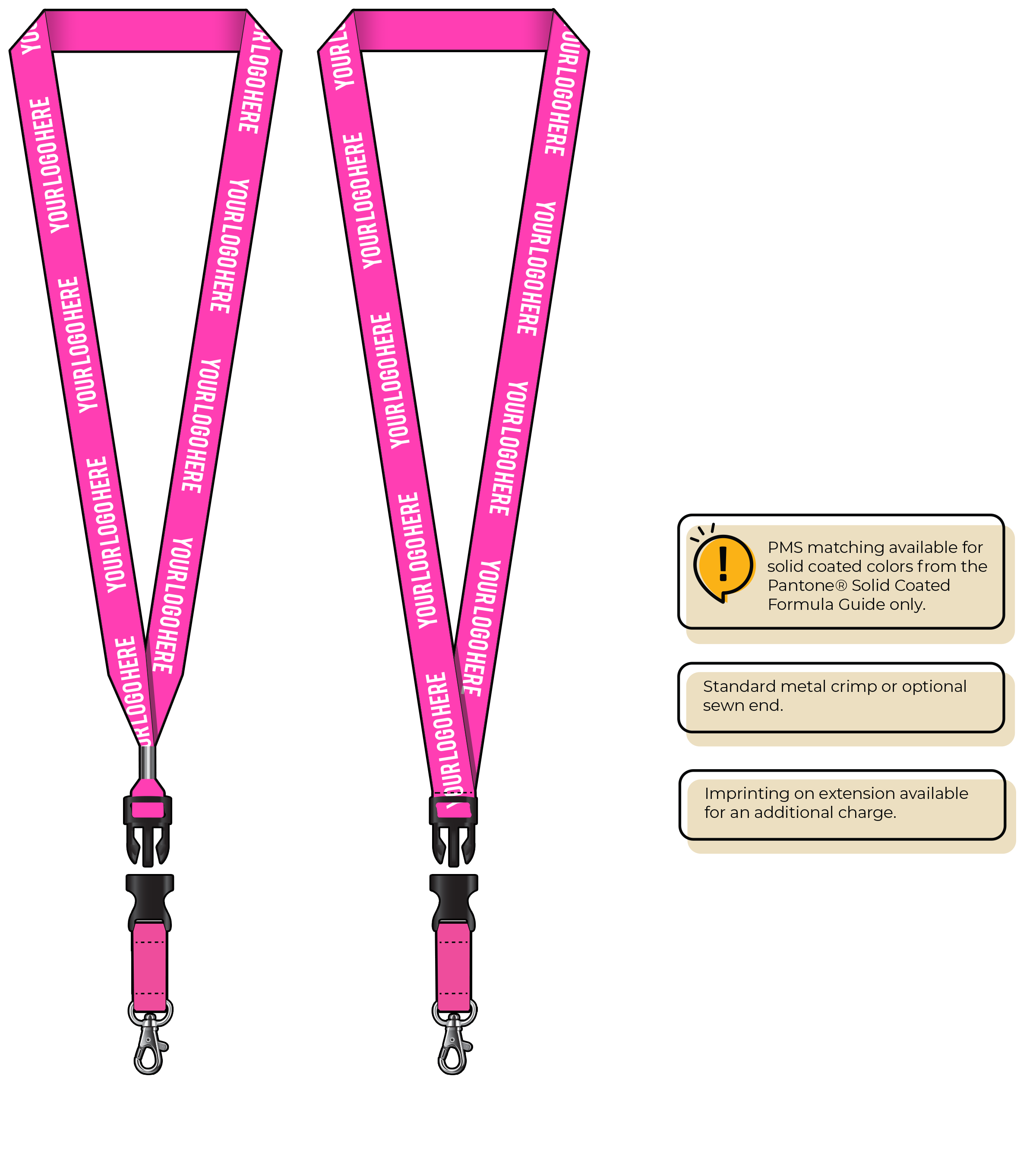 BHN013 | 3/4" Neon MicroWeave Silkscreen Lanyards :: DETACH BUCKLE WITH EXTENSION