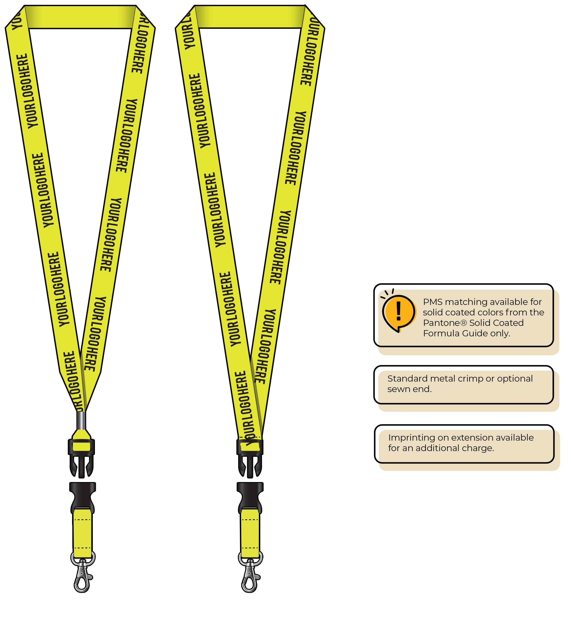 BHN013 | 3/4" Neon MicroWeave Silkscreen Lanyards :: DETACH BUCKLE WITH EXTENSION