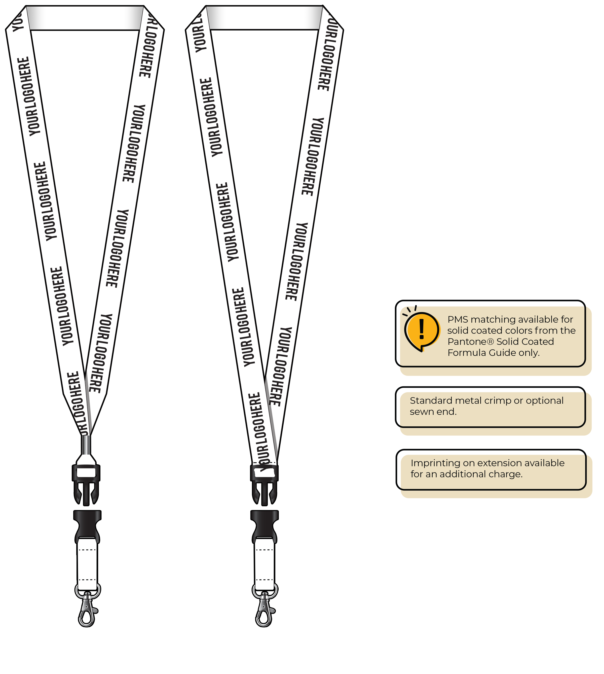 BH0013 | 3/4" MicroWeave Silkscreen Lanyards :: DETACH BUCKLE WITH EXTENSION