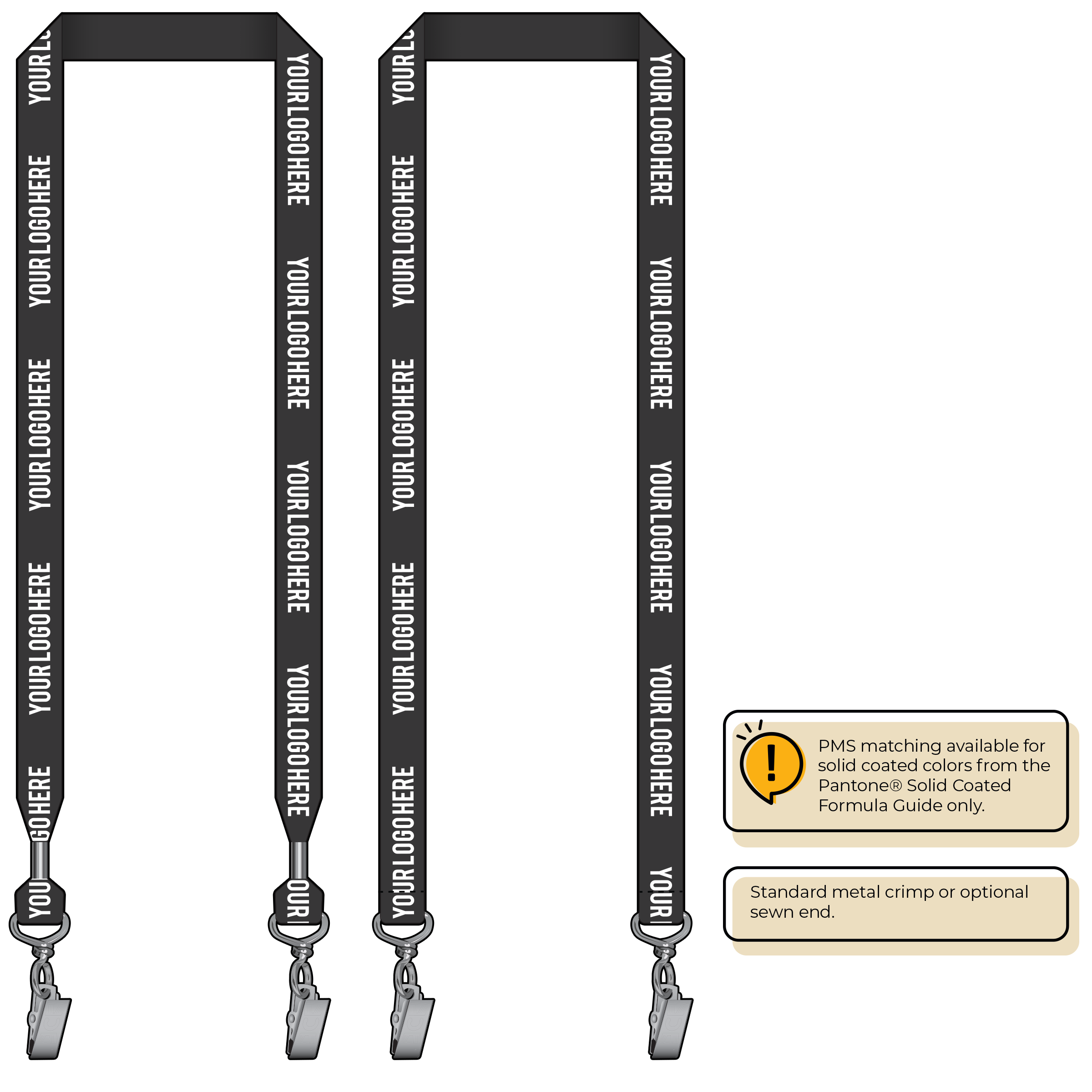 BH0013 | 3/4" MicroWeave Silkscreen Lanyards :: DOUBLE ENDED