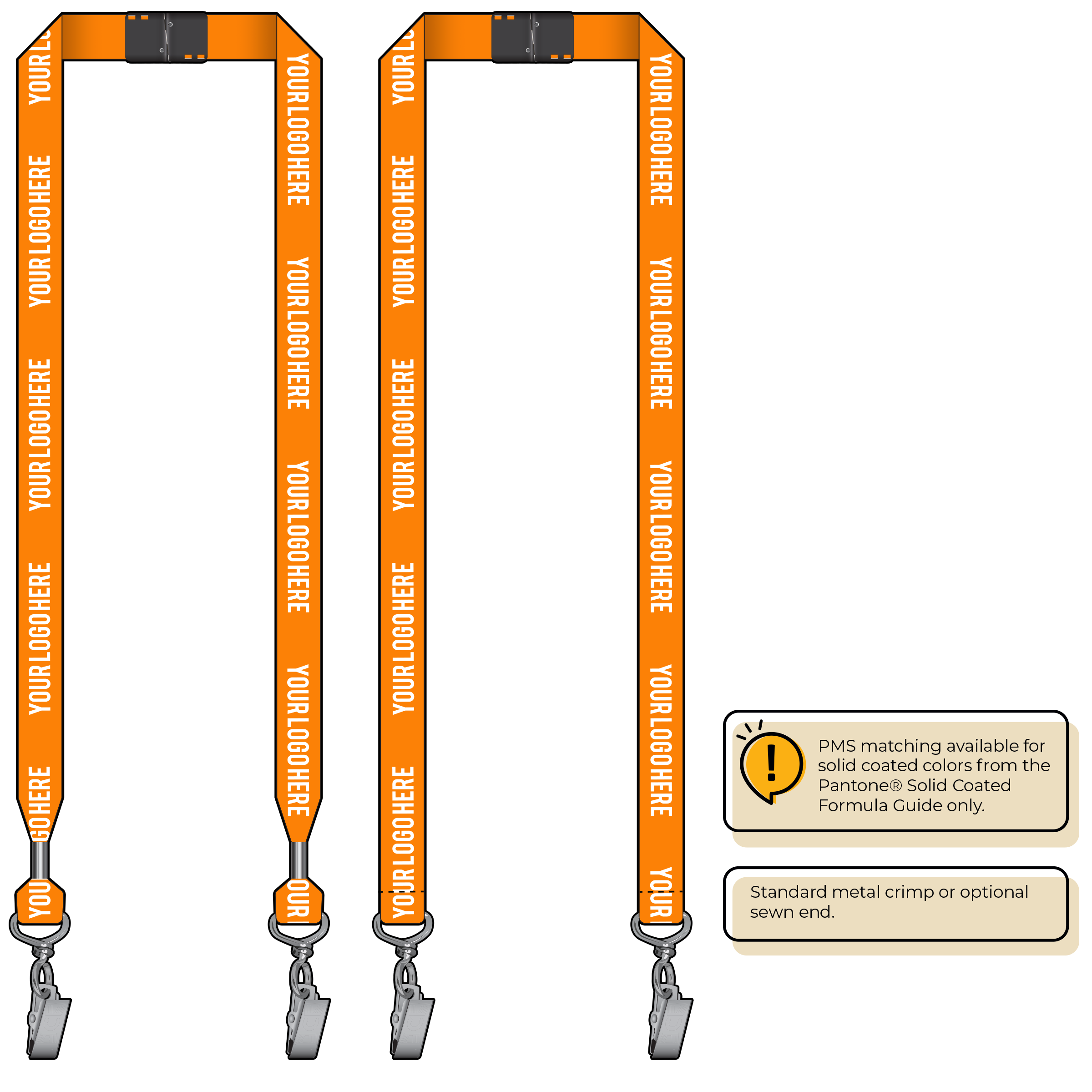BH0013 | 3/4" MicroWeave Silkscreen Lanyards :: DOUBLE ENDED