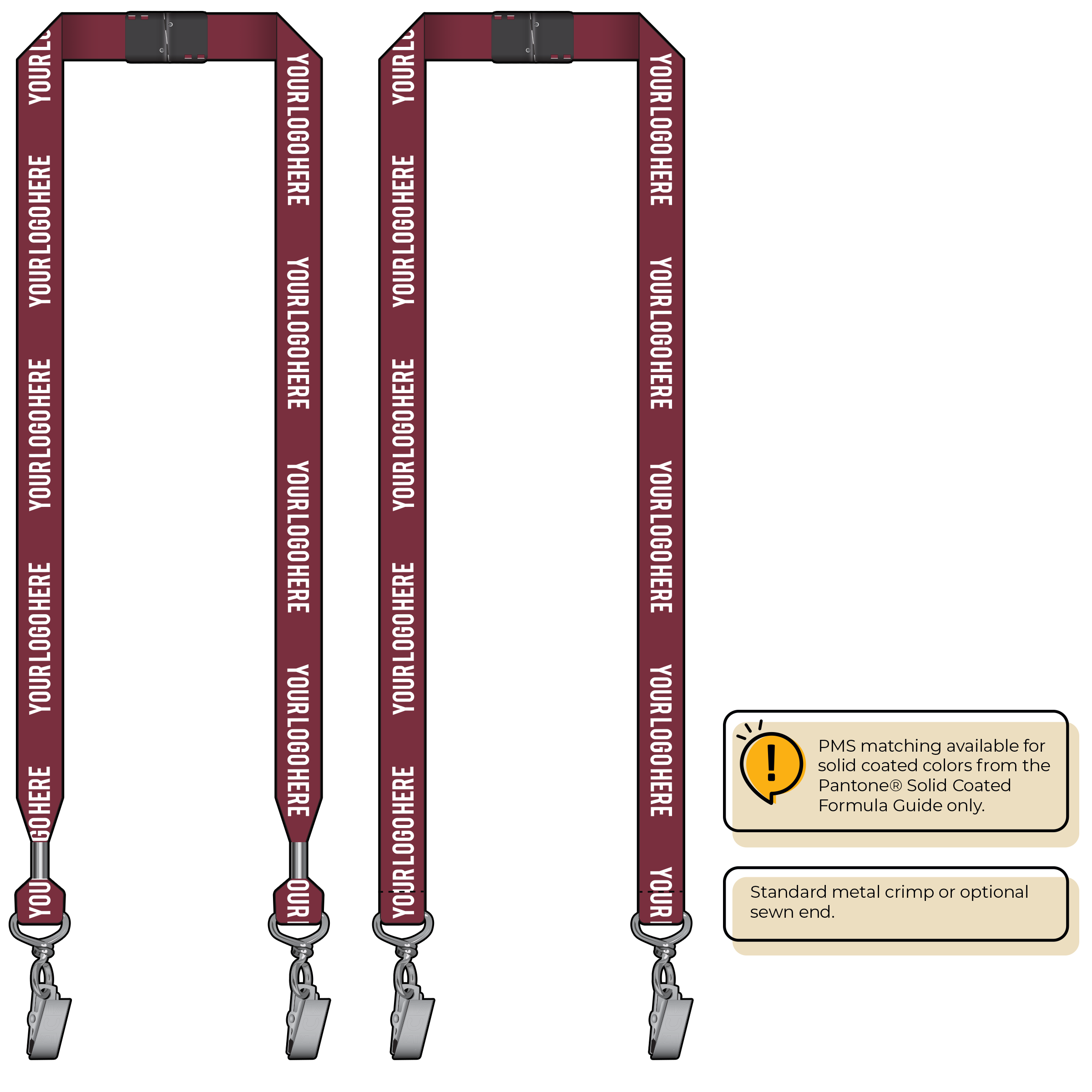 BH0013 | 3/4" MicroWeave Silkscreen Lanyards :: DOUBLE ENDED