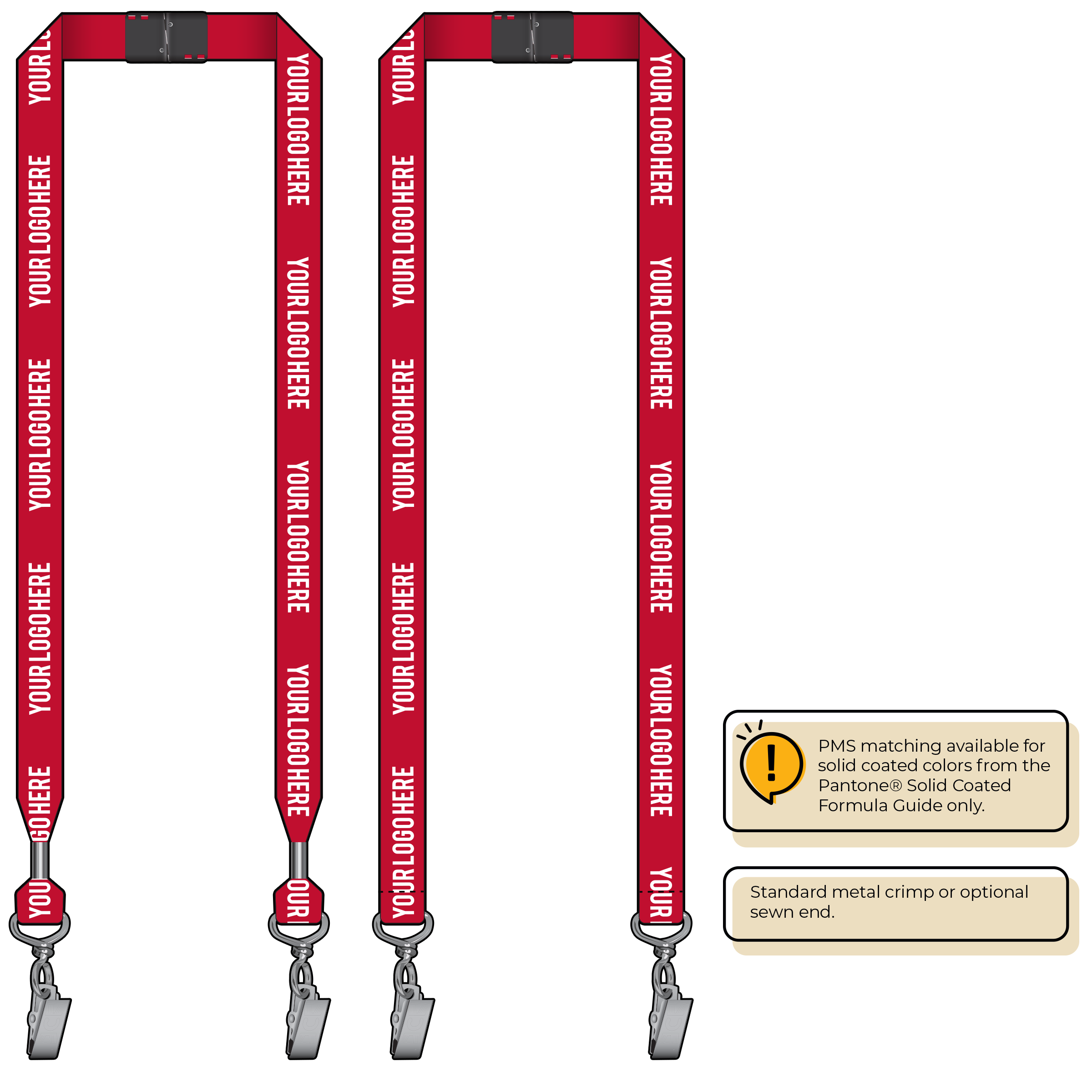 BH0013 | 3/4" MicroWeave Silkscreen Lanyards :: DOUBLE ENDED
