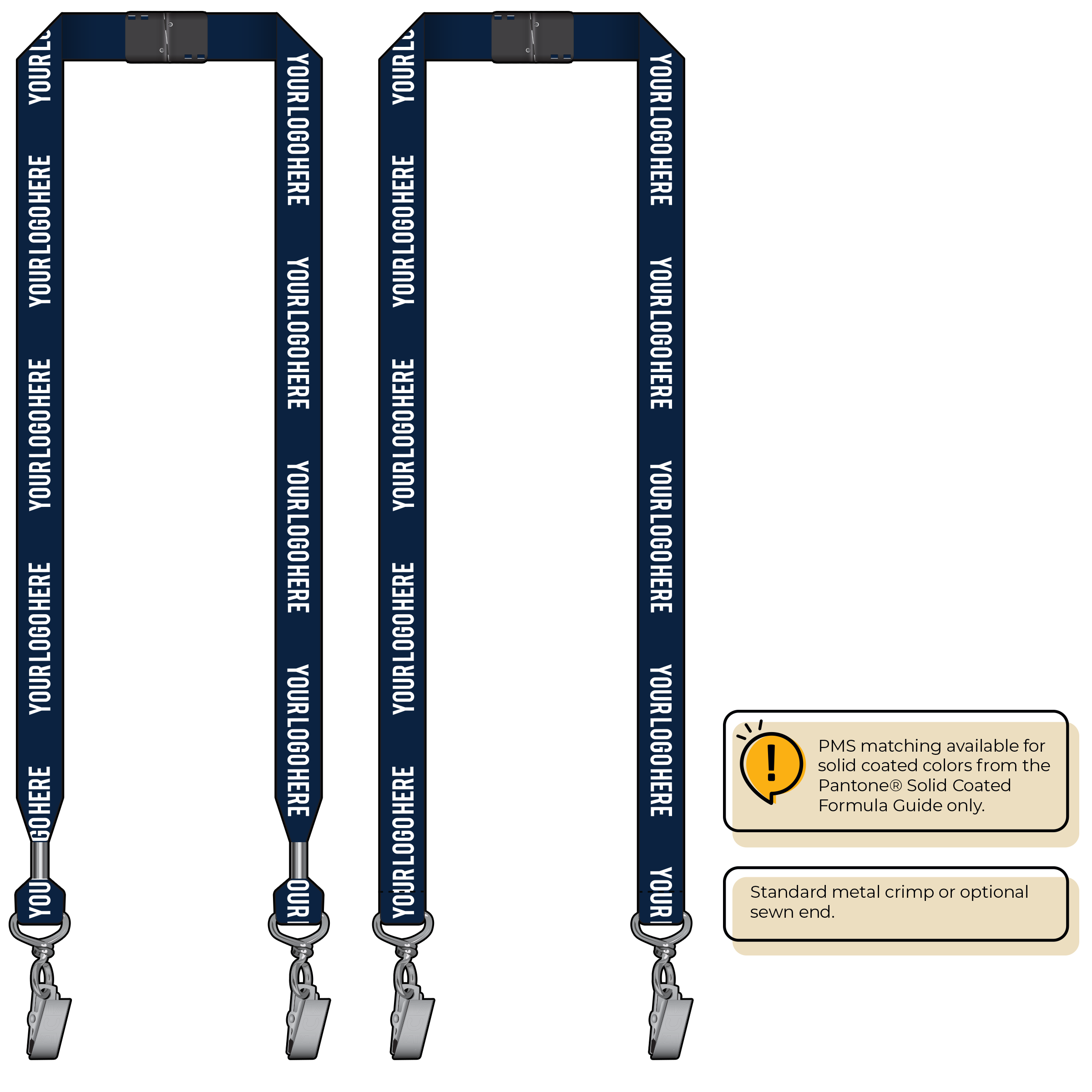 BH0013 | 3/4" MicroWeave Silkscreen Lanyards :: DOUBLE ENDED