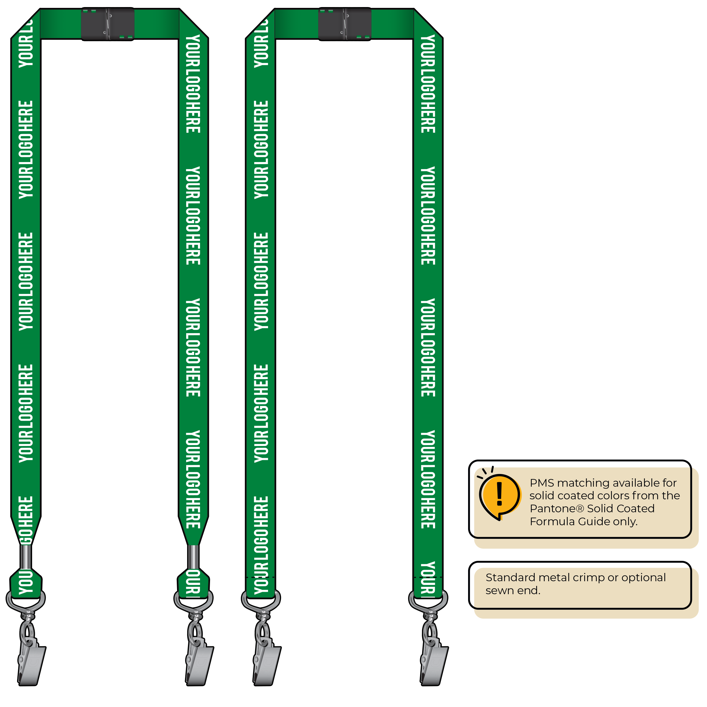 BH0013 | 3/4" MicroWeave Silkscreen Lanyards :: DOUBLE ENDED