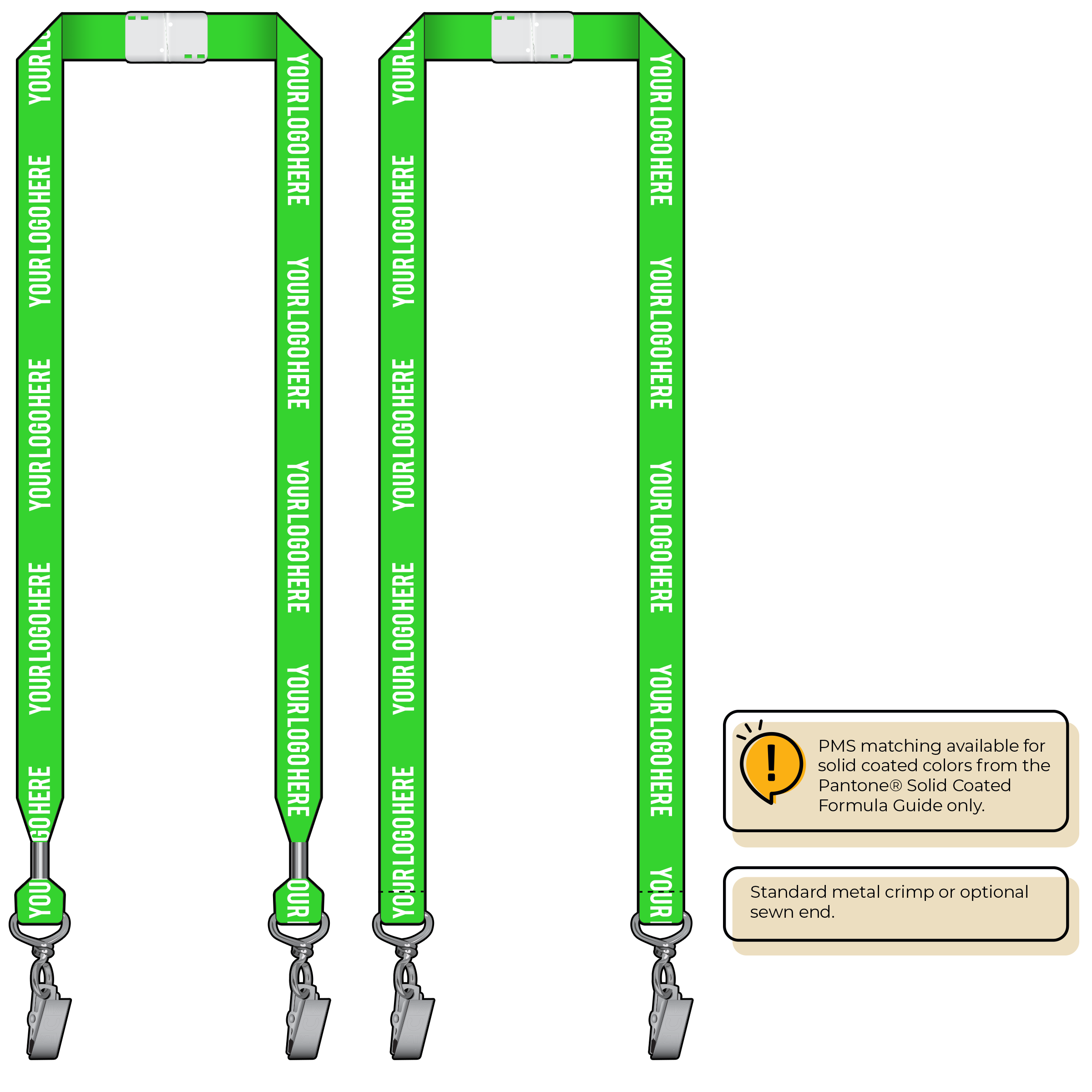 BHN013 | 3/4" Neon MicroWeave Silkscreen Lanyards :: DOUBLE ENDED