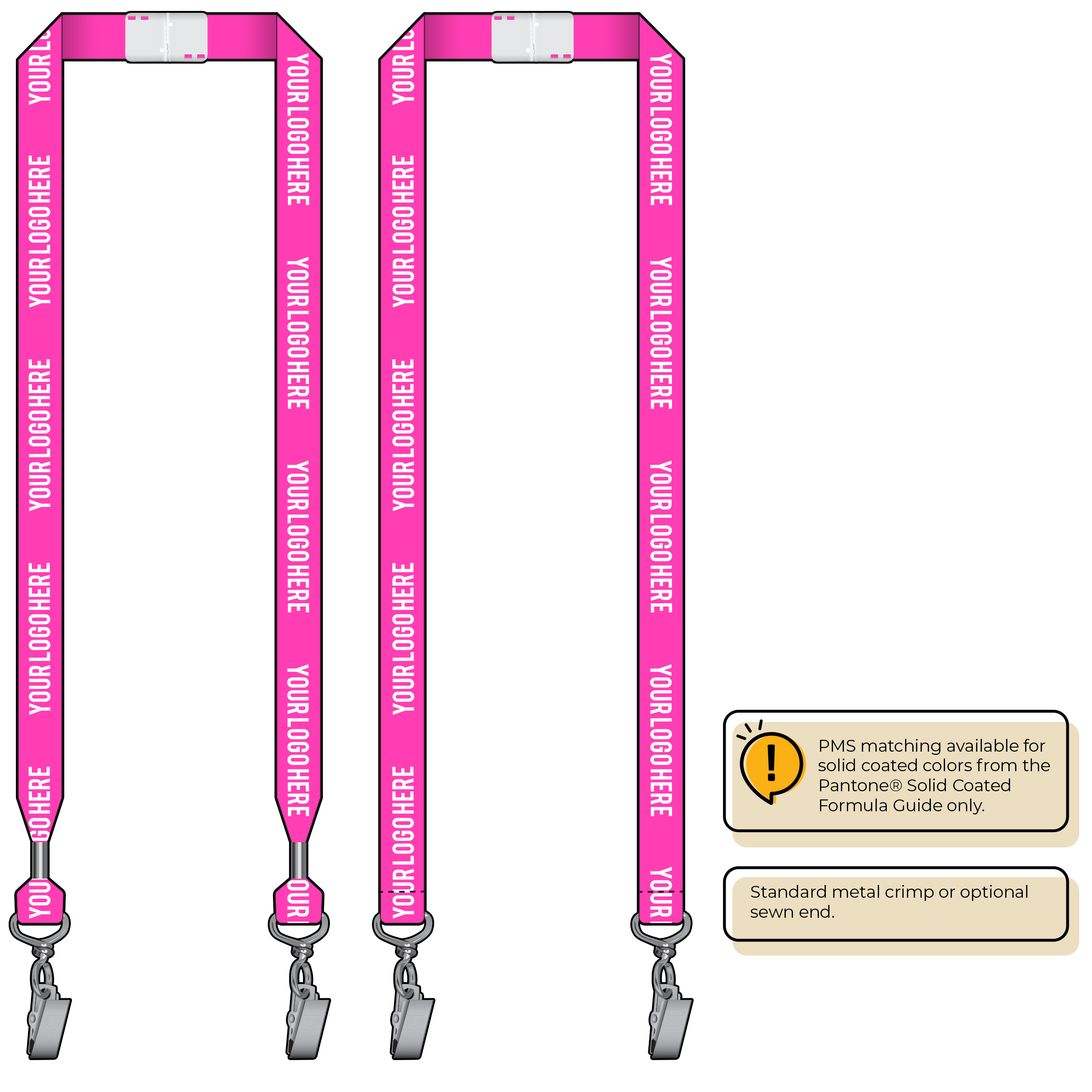 BHN013 | 3/4" Neon MicroWeave Silkscreen Lanyards :: DOUBLE ENDED