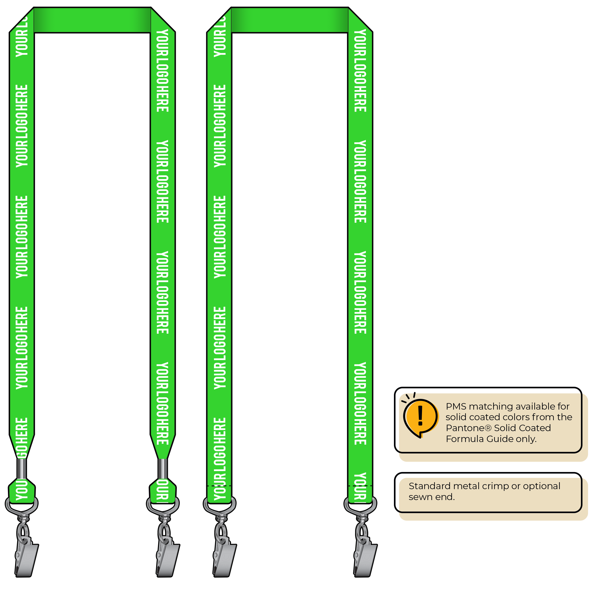 BHN013 | 3/4" Neon MicroWeave Silkscreen Lanyards :: DOUBLE ENDED