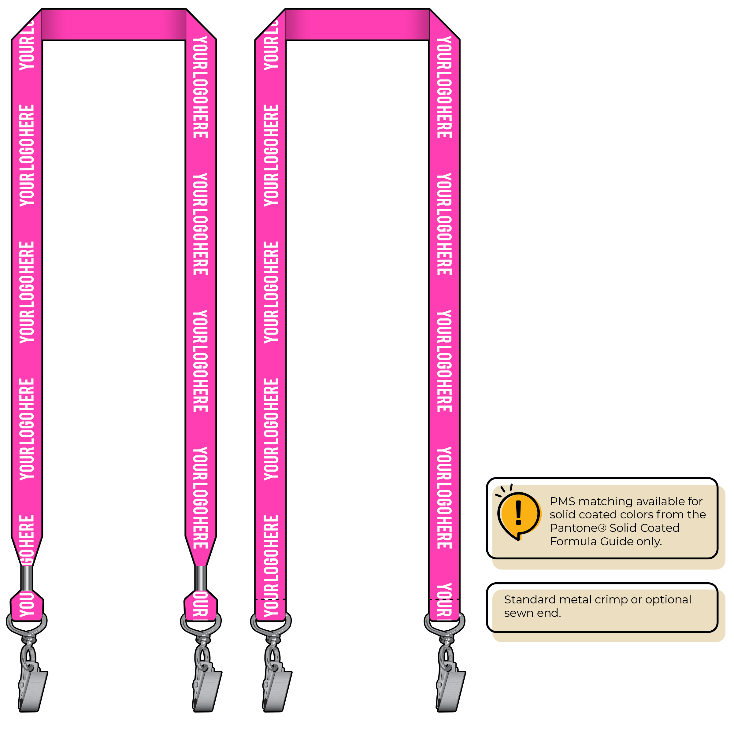 BHN013 | 3/4" Neon MicroWeave Silkscreen Lanyards :: DOUBLE ENDED
