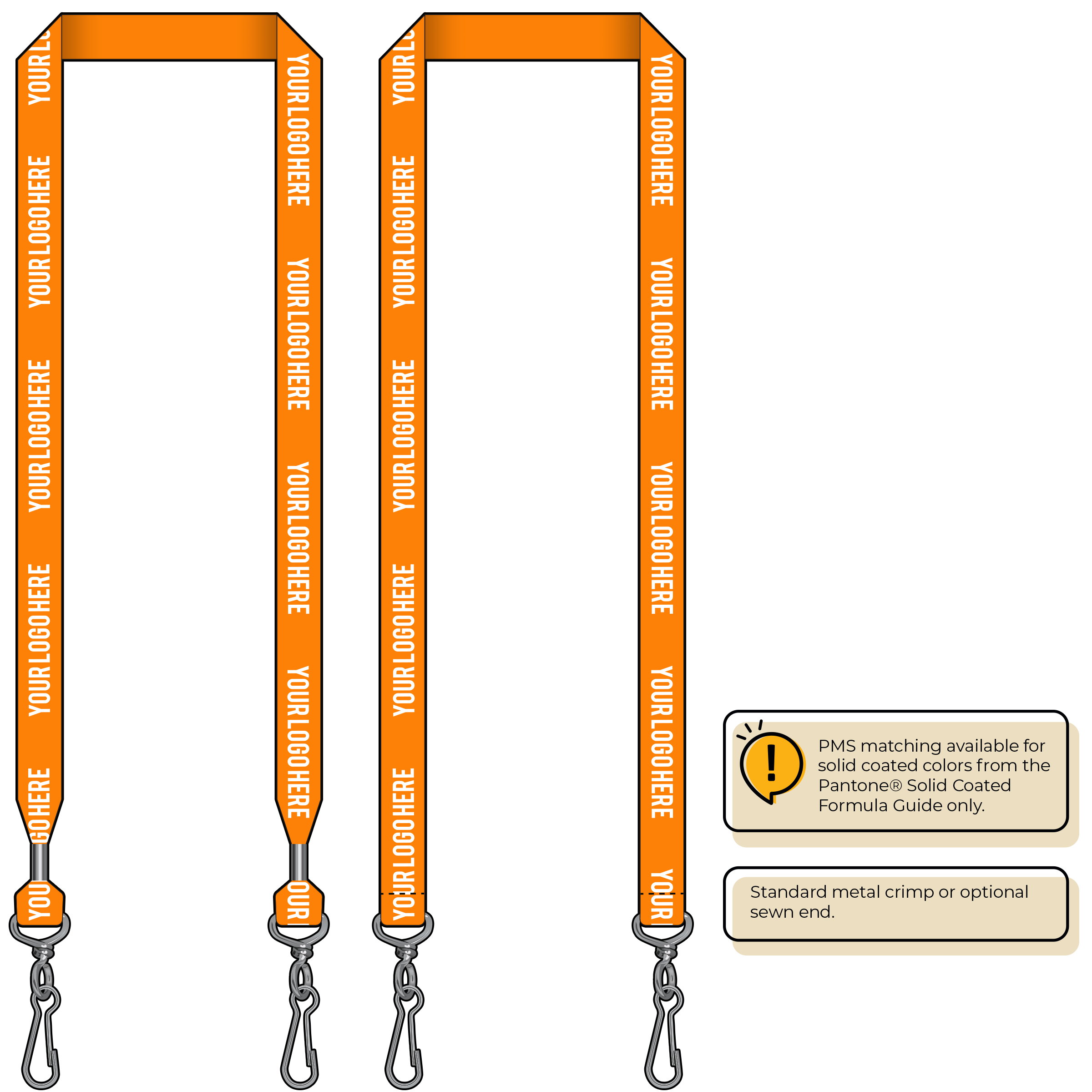BH0013 | 3/4" MicroWeave Silkscreen Lanyards :: DOUBLE ENDED