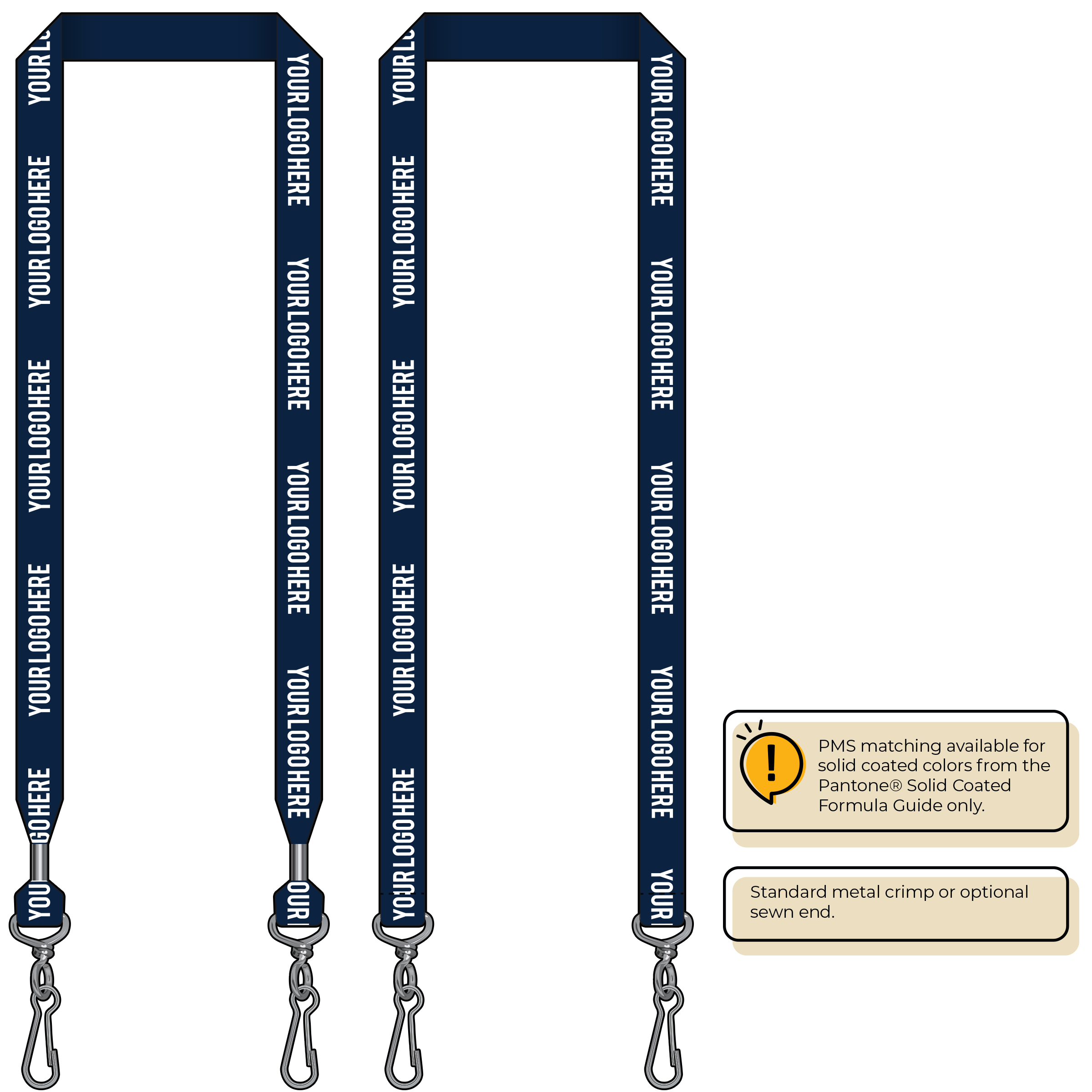 BH0013 | 3/4" MicroWeave Silkscreen Lanyards :: DOUBLE ENDED