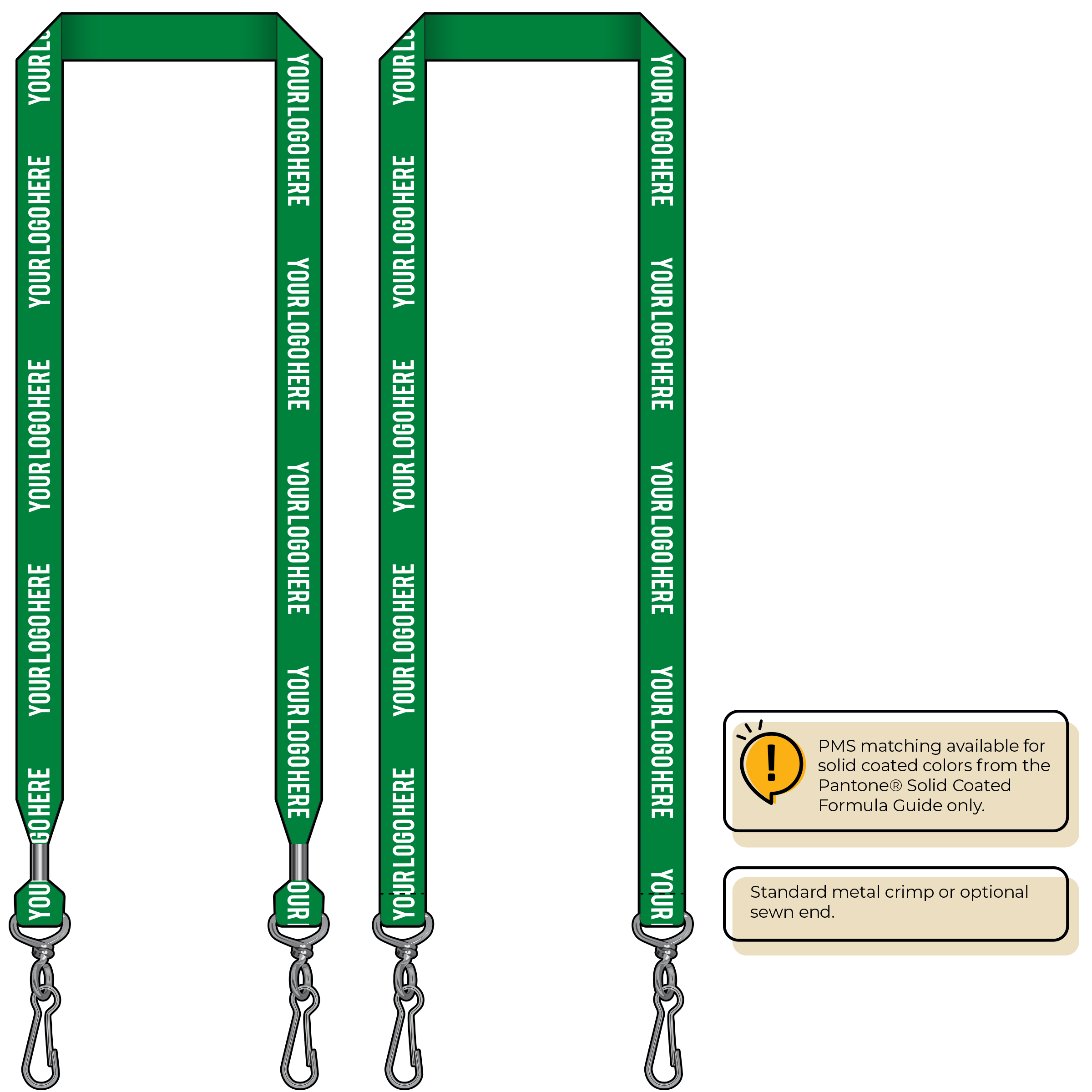 BH0013 | 3/4" MicroWeave Silkscreen Lanyards :: DOUBLE ENDED