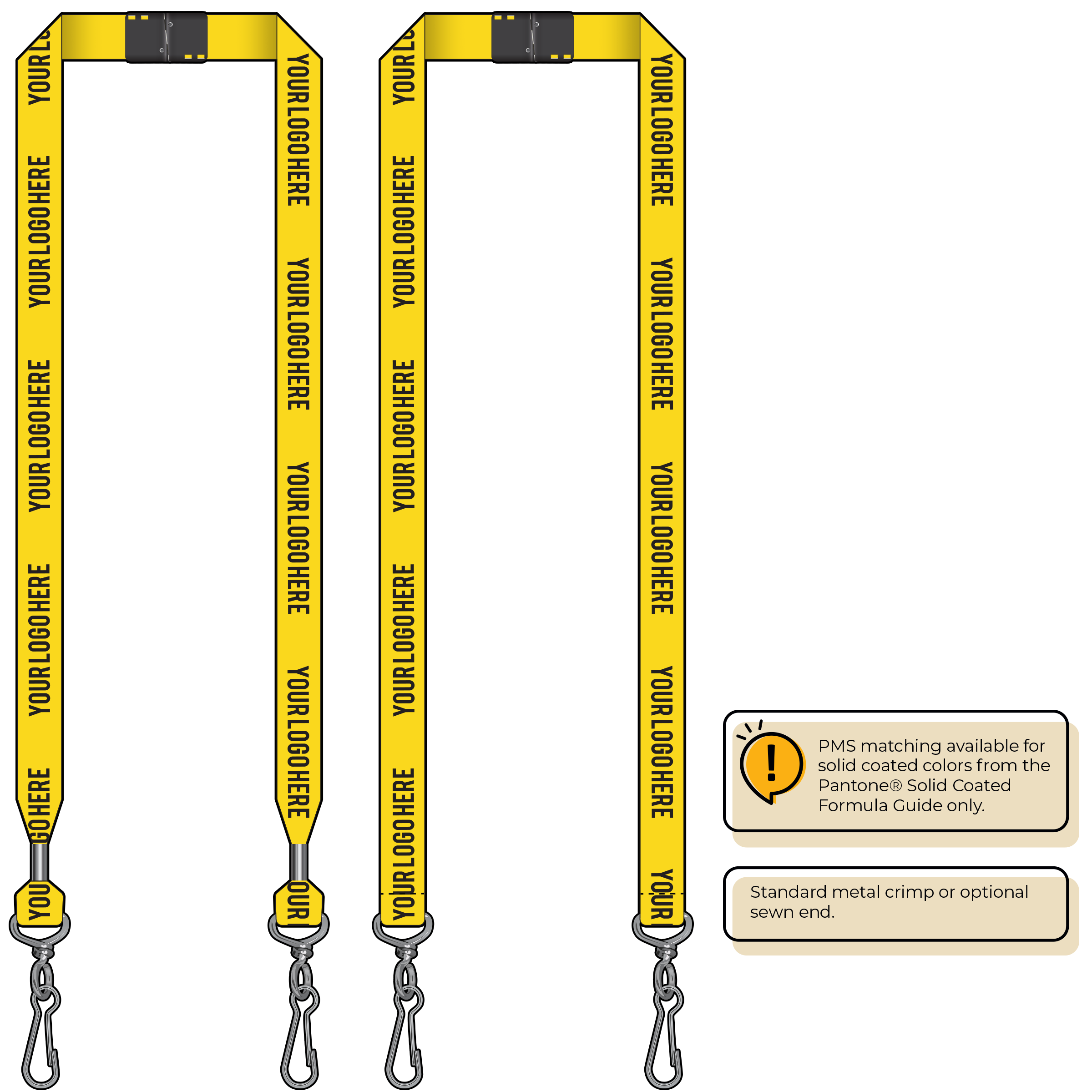 BH0013 | 3/4" MicroWeave Silkscreen Lanyards :: DOUBLE ENDED