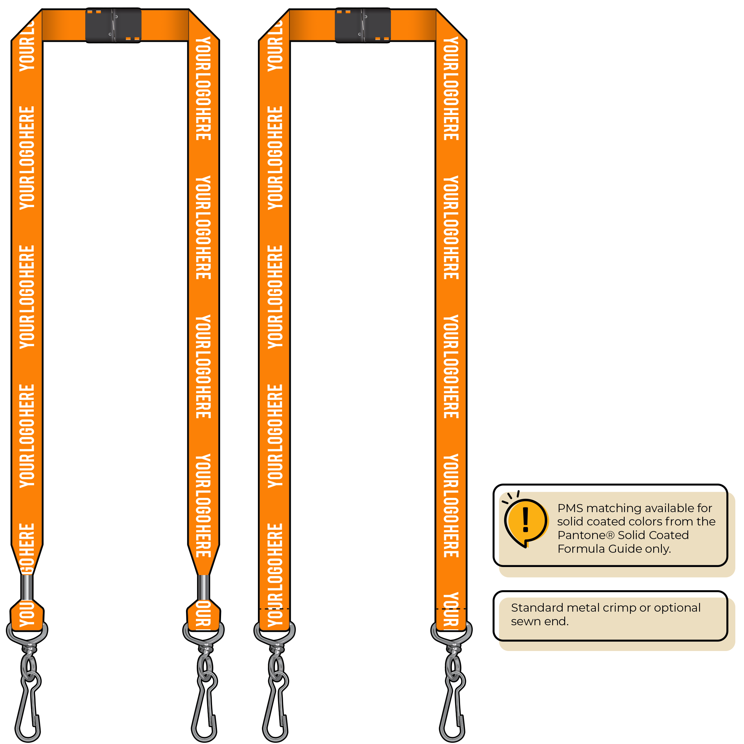 BH0013 | 3/4" MicroWeave Silkscreen Lanyards :: DOUBLE ENDED
