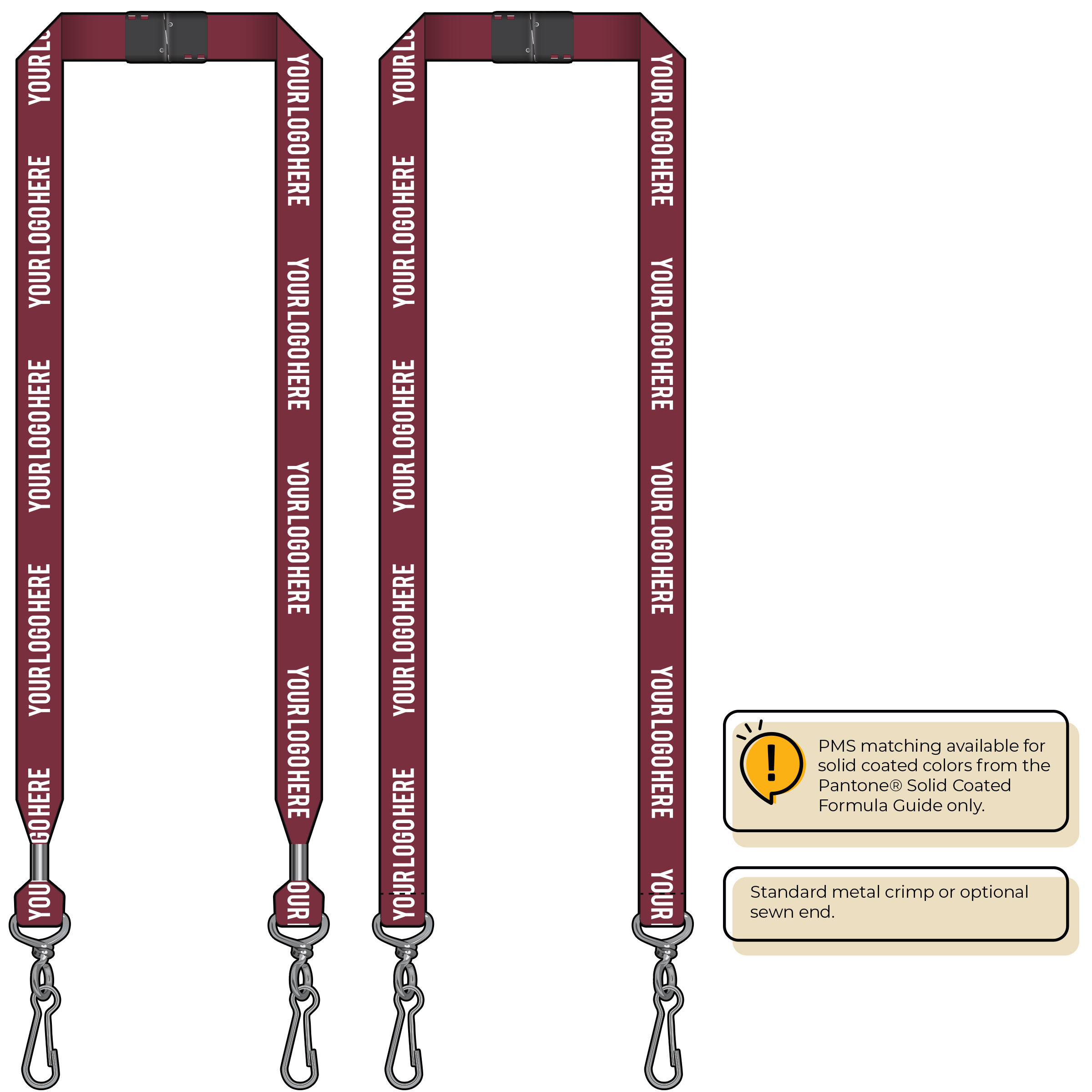 BH0013 | 3/4" MicroWeave Silkscreen Lanyards :: DOUBLE ENDED