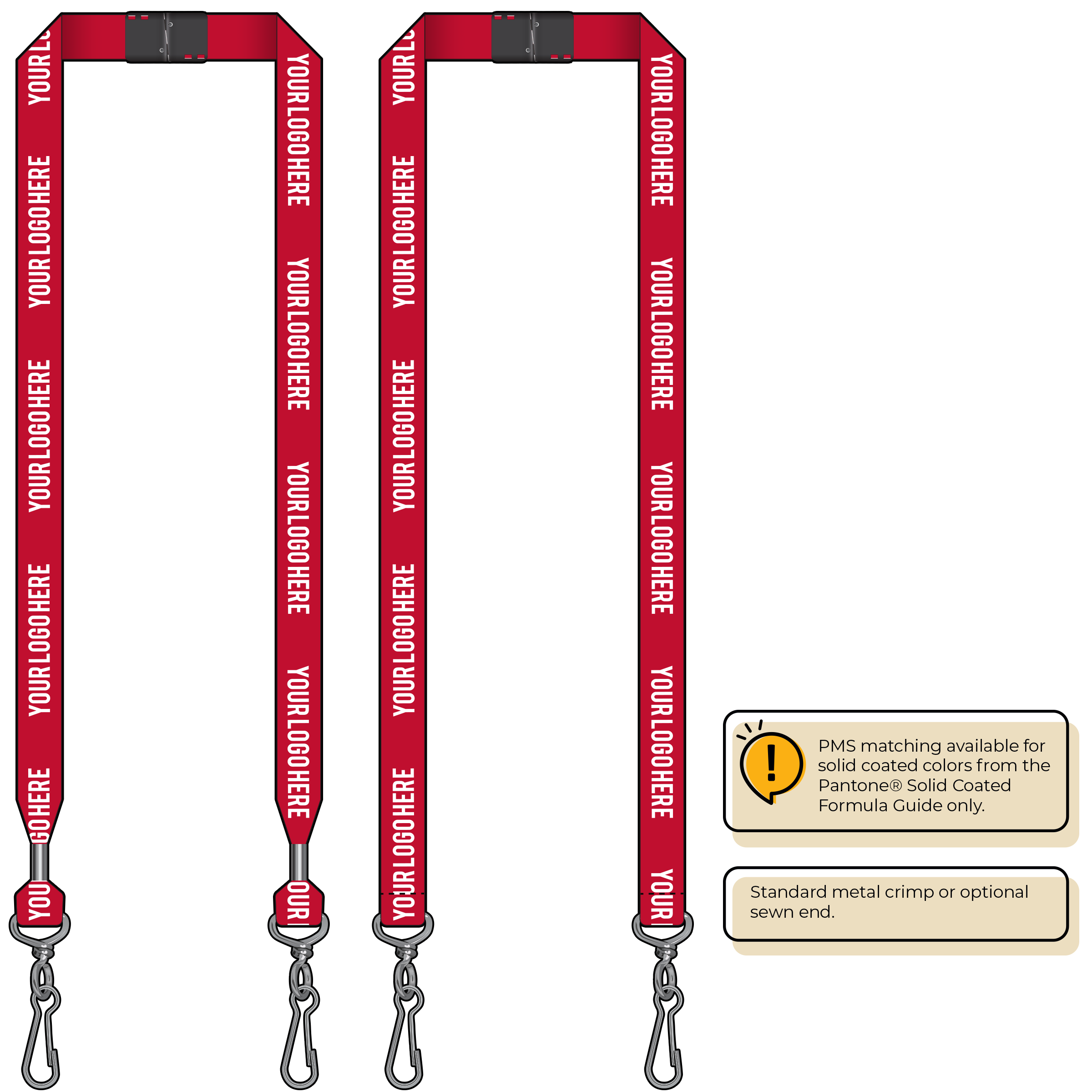 BH0013 | 3/4" MicroWeave Silkscreen Lanyards :: DOUBLE ENDED