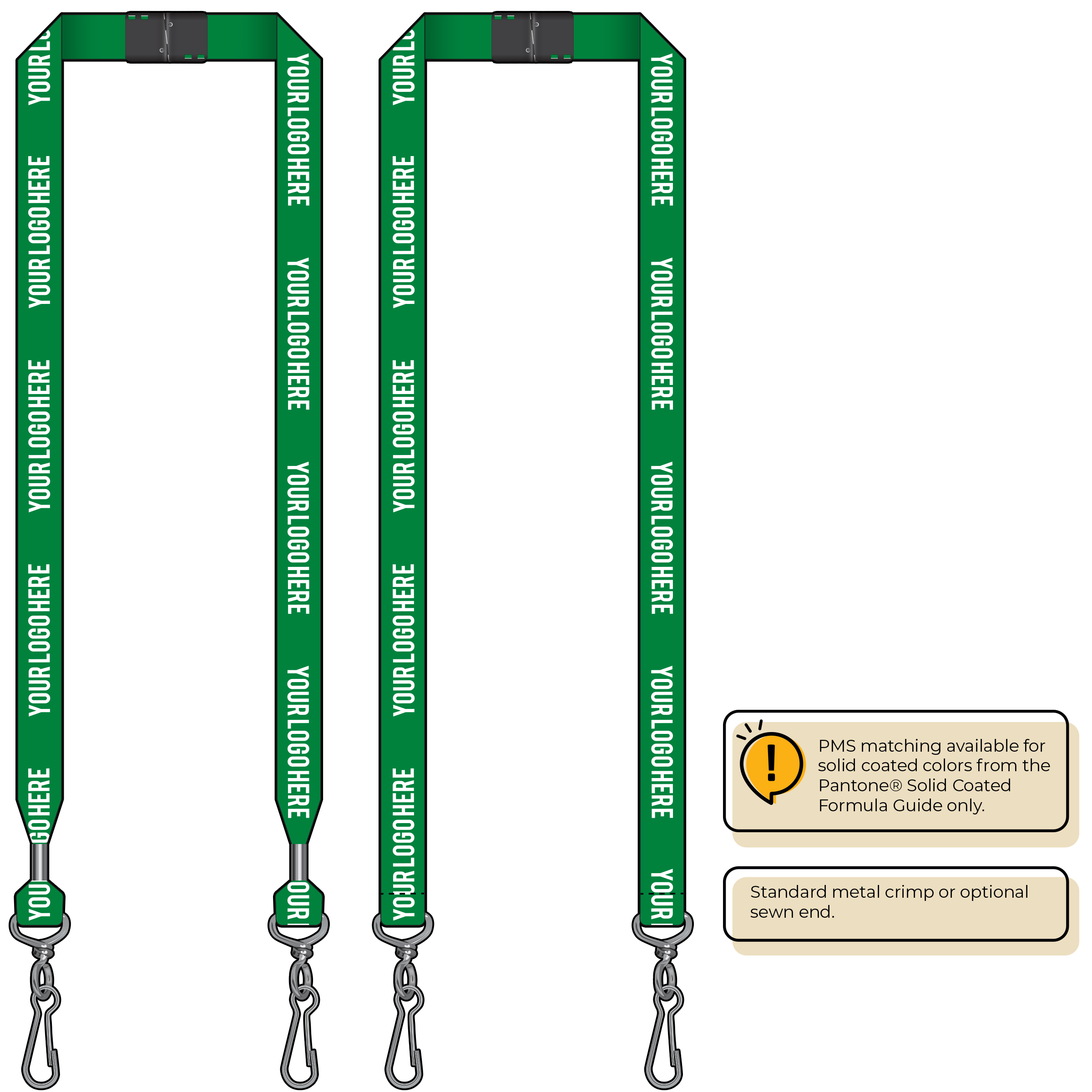BH0013 | 3/4" MicroWeave Silkscreen Lanyards :: DOUBLE ENDED