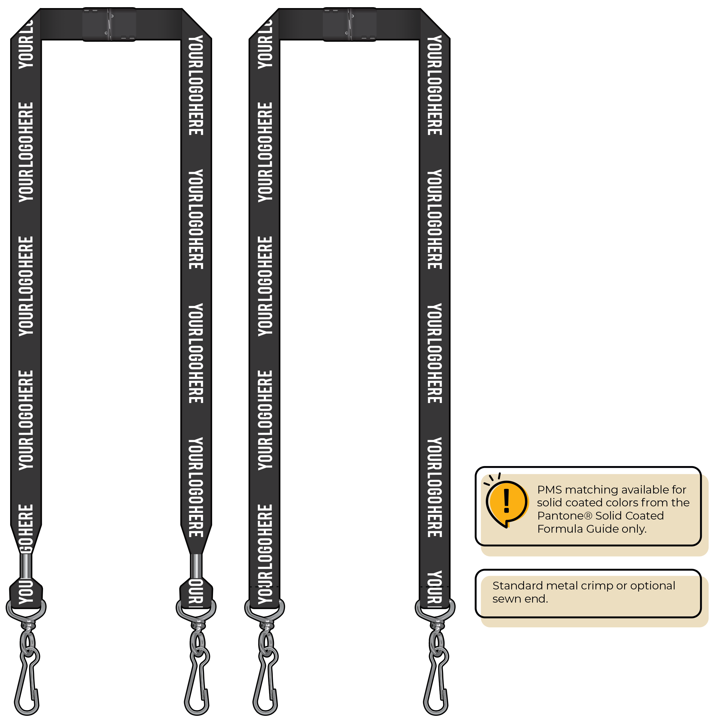 BH0013 | 3/4" MicroWeave Silkscreen Lanyards :: DOUBLE ENDED