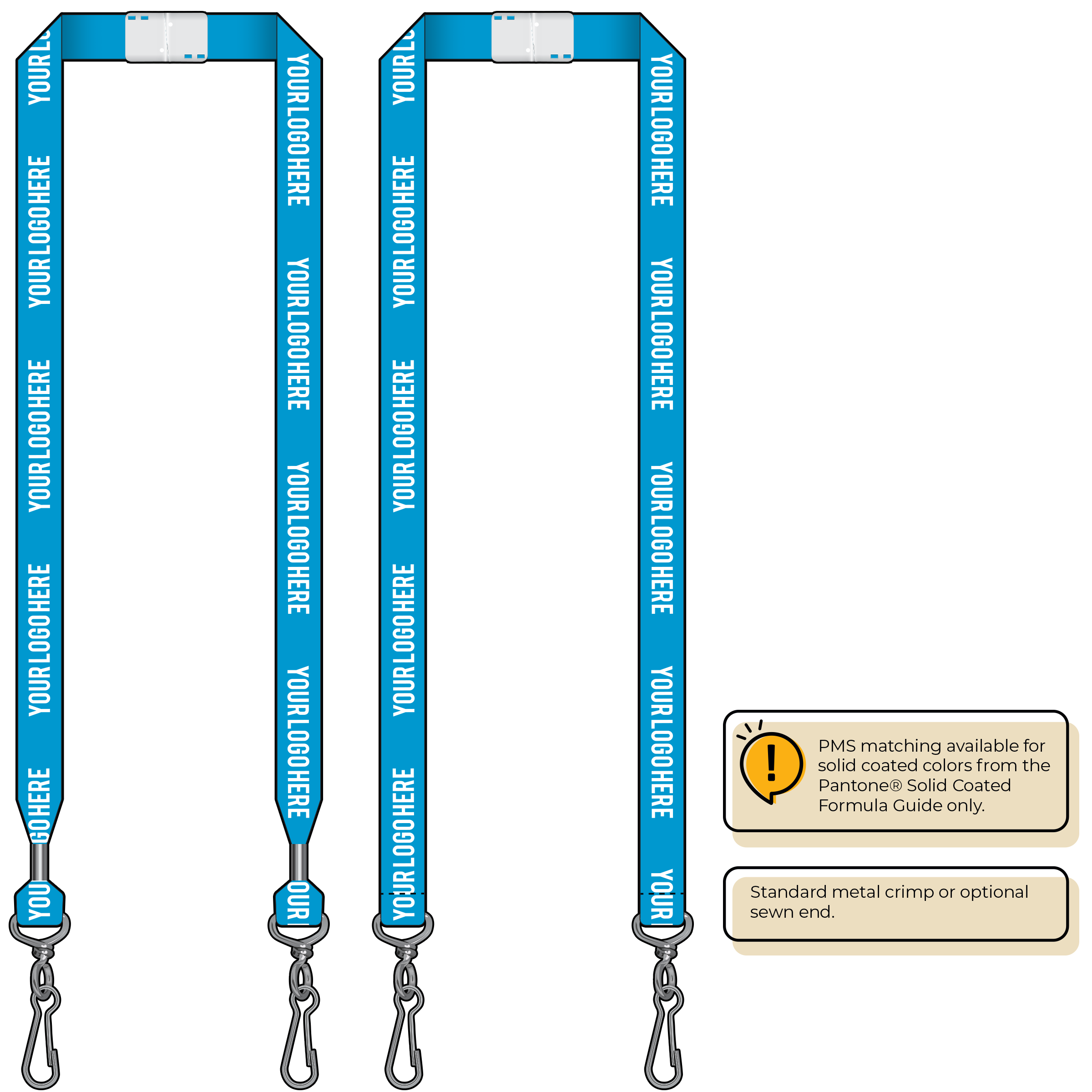 BHN013 | 3/4" Neon MicroWeave Silkscreen Lanyards :: DOUBLE ENDED