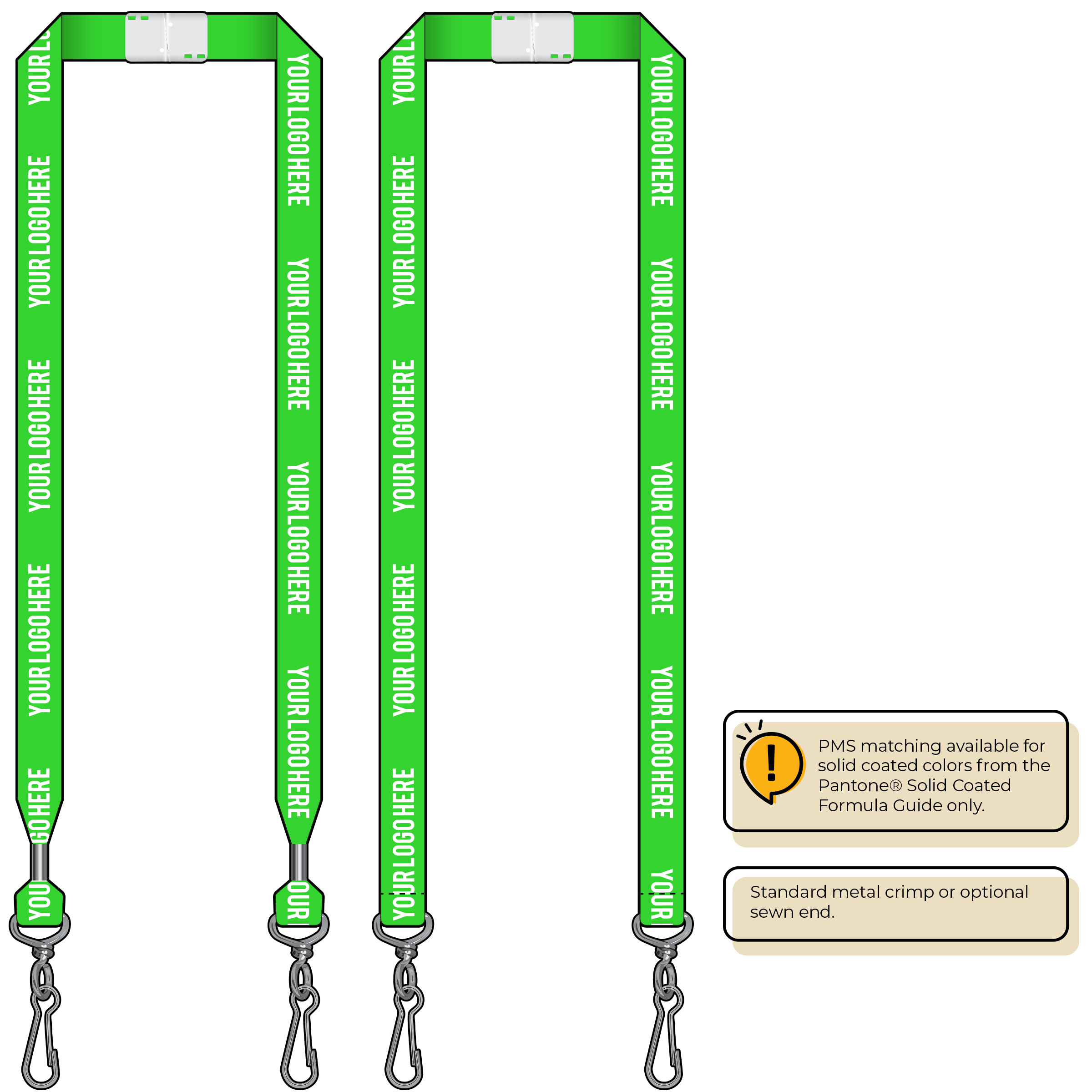 BHN013 | 3/4" Neon MicroWeave Silkscreen Lanyards :: DOUBLE ENDED