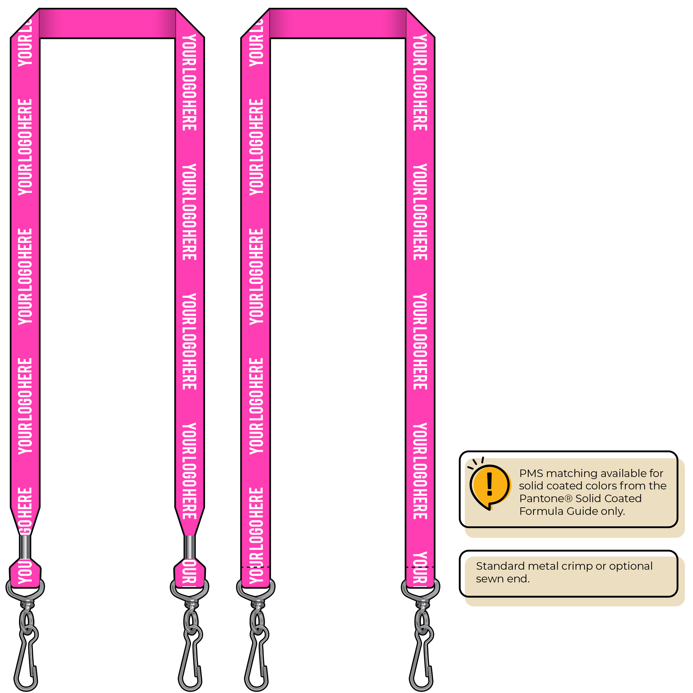 BHN013 | 3/4" Neon MicroWeave Silkscreen Lanyards :: DOUBLE ENDED