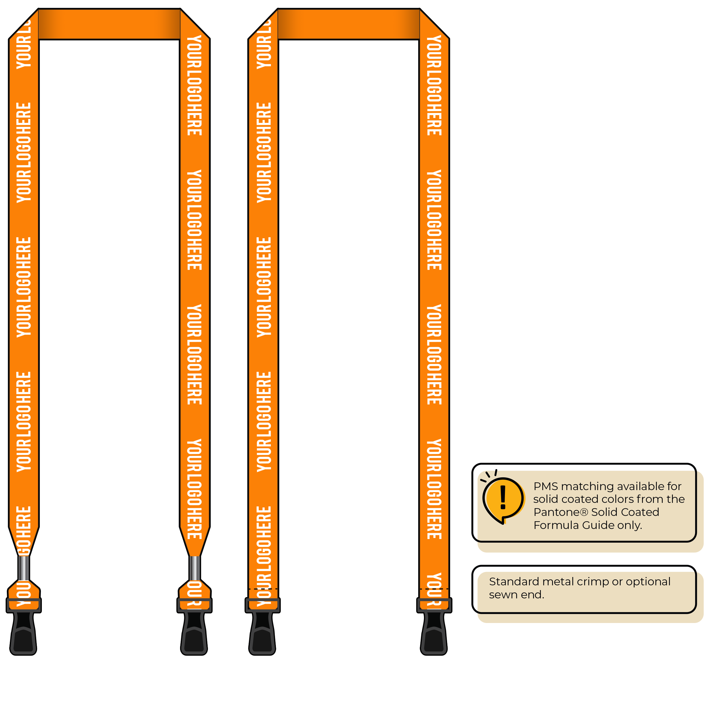 BH0013 | 3/4" MicroWeave Silkscreen Lanyards :: DOUBLE ENDED
