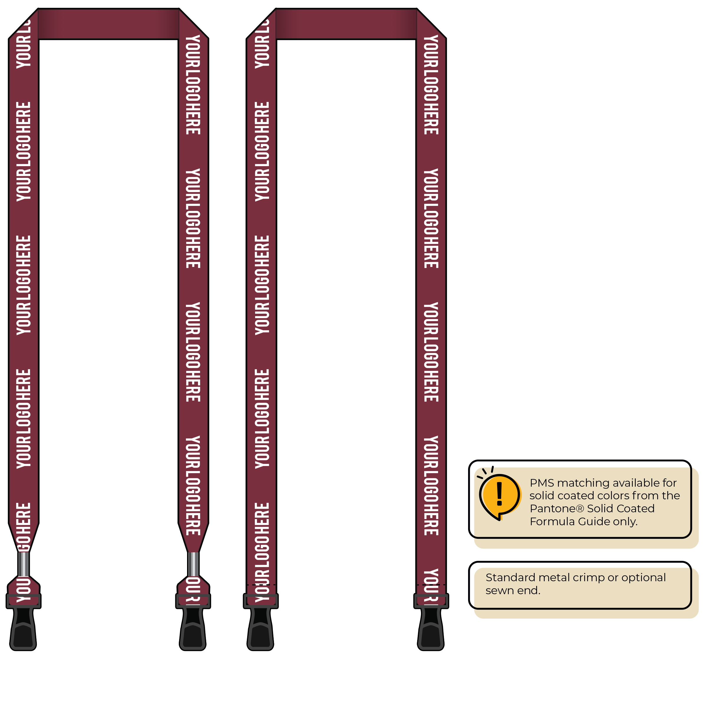BH0013 | 3/4" MicroWeave Silkscreen Lanyards :: DOUBLE ENDED