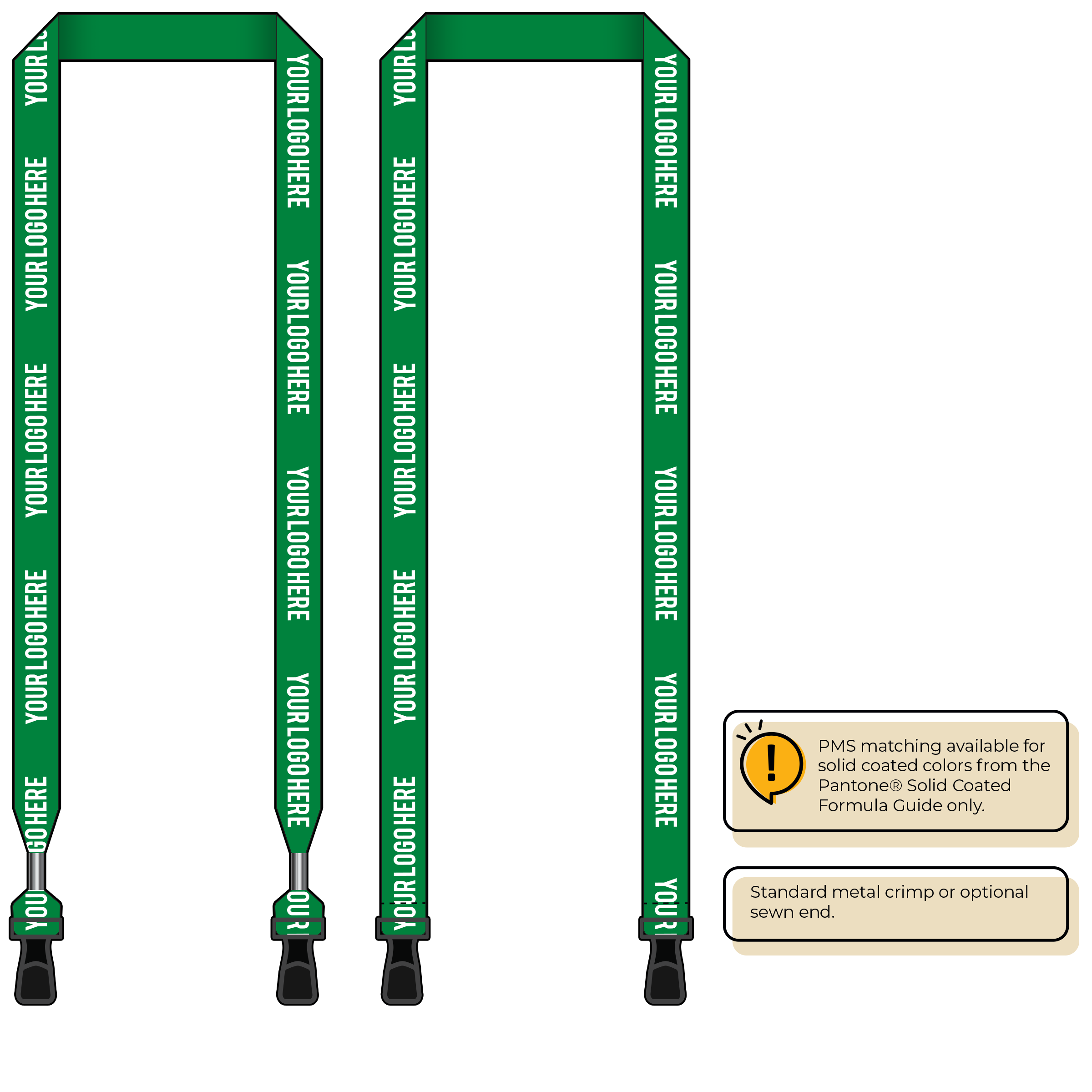 BH0013 | 3/4" MicroWeave Silkscreen Lanyards :: DOUBLE ENDED