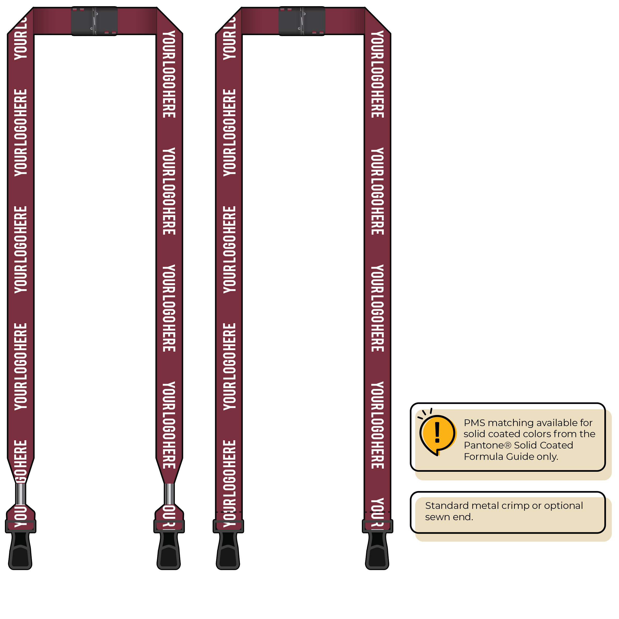 BH0013 | 3/4" MicroWeave Silkscreen Lanyards :: DOUBLE ENDED