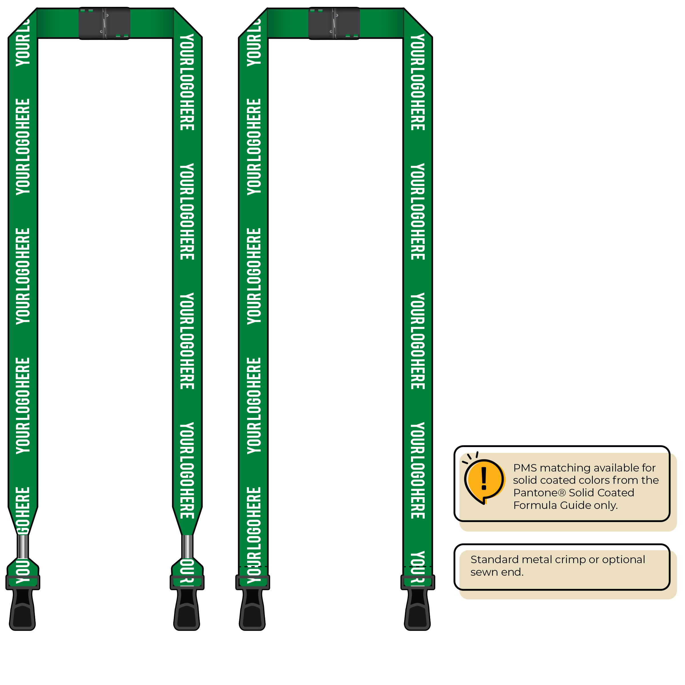 BH0013 | 3/4" MicroWeave Silkscreen Lanyards :: DOUBLE ENDED