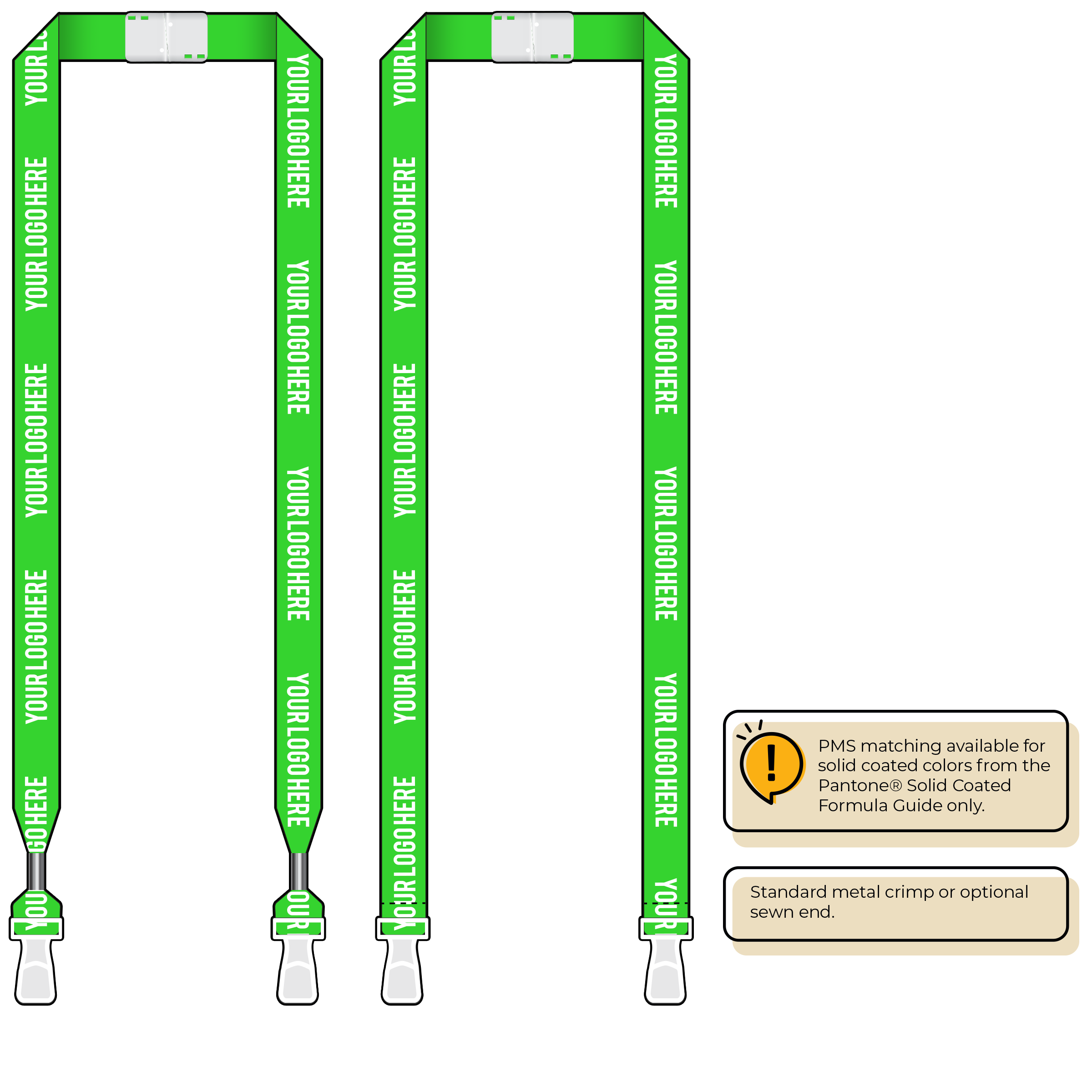 BHN013 | 3/4" Neon MicroWeave Silkscreen Lanyards :: DOUBLE ENDED