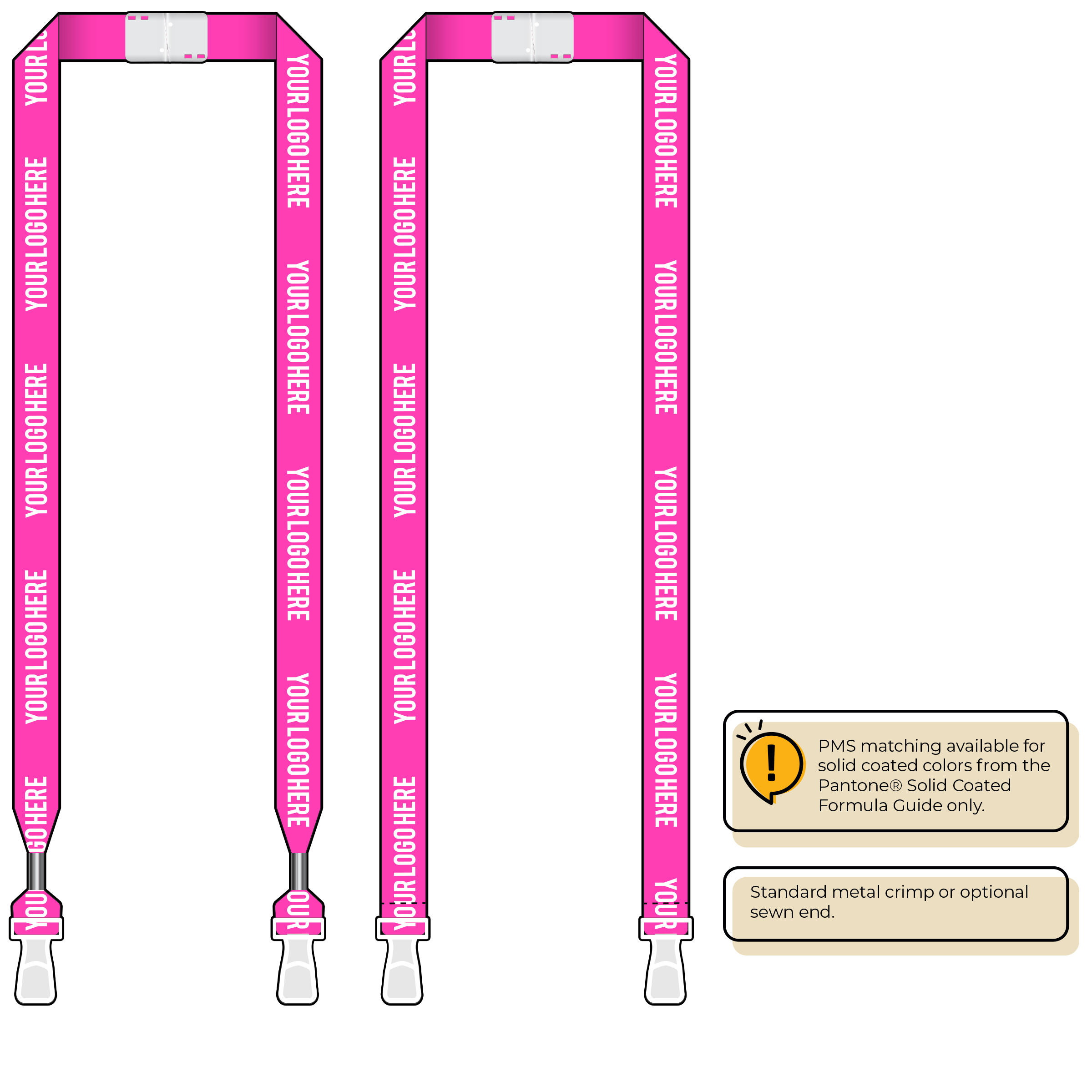 BHN013 | 3/4" Neon MicroWeave Silkscreen Lanyards :: DOUBLE ENDED