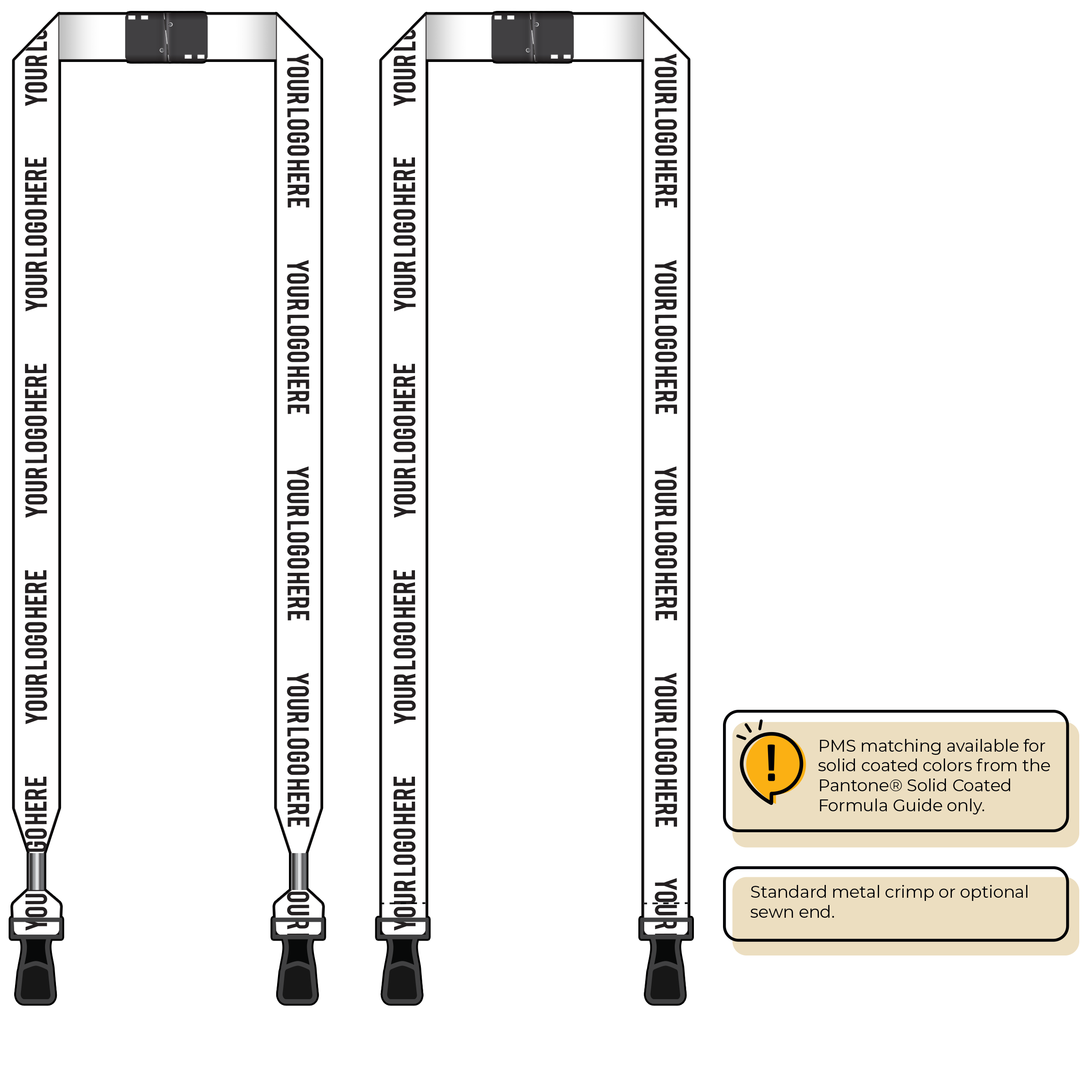 BH0013 | 3/4" MicroWeave Silkscreen Lanyards :: DOUBLE ENDED