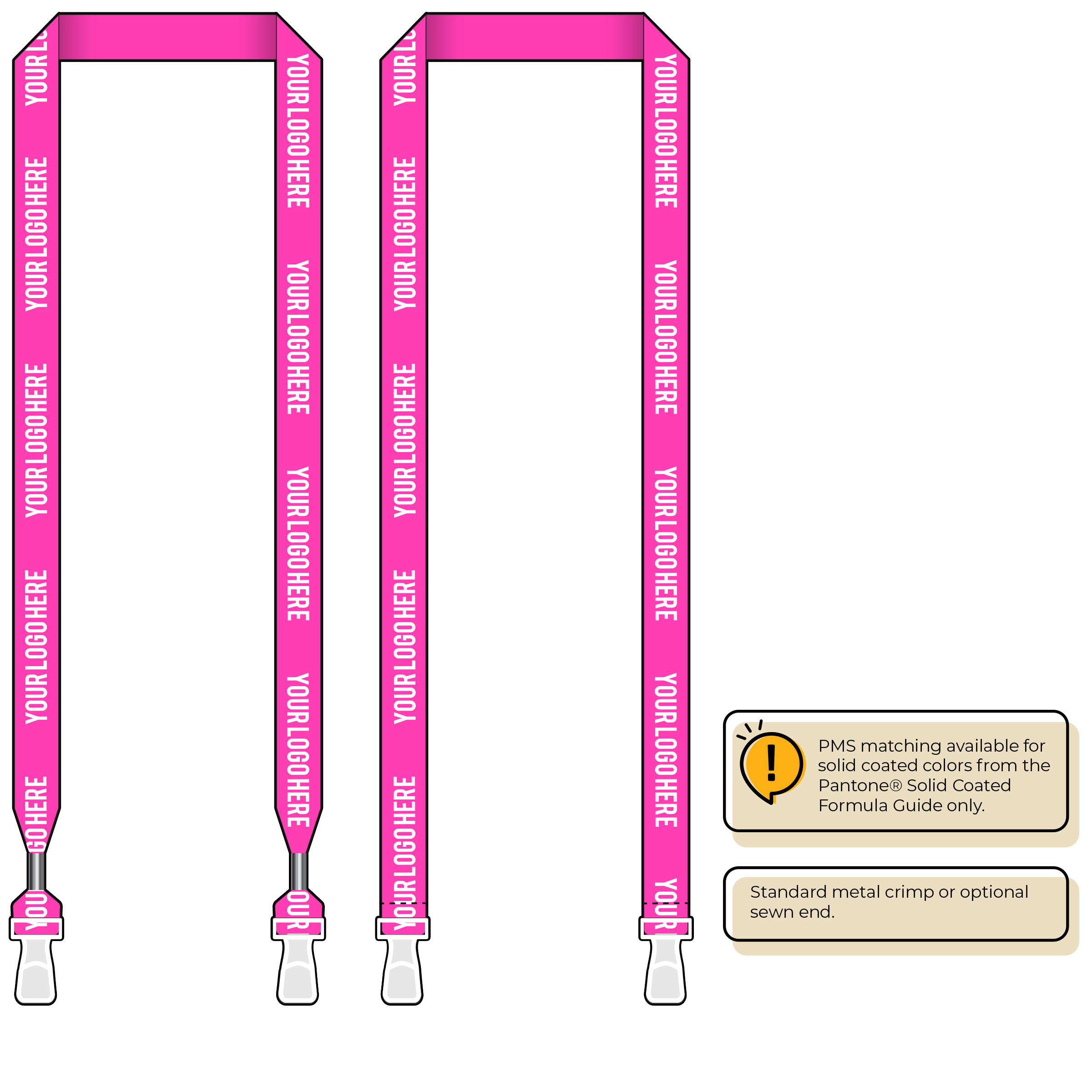 BHN013 | 3/4" Neon MicroWeave Silkscreen Lanyards :: DOUBLE ENDED
